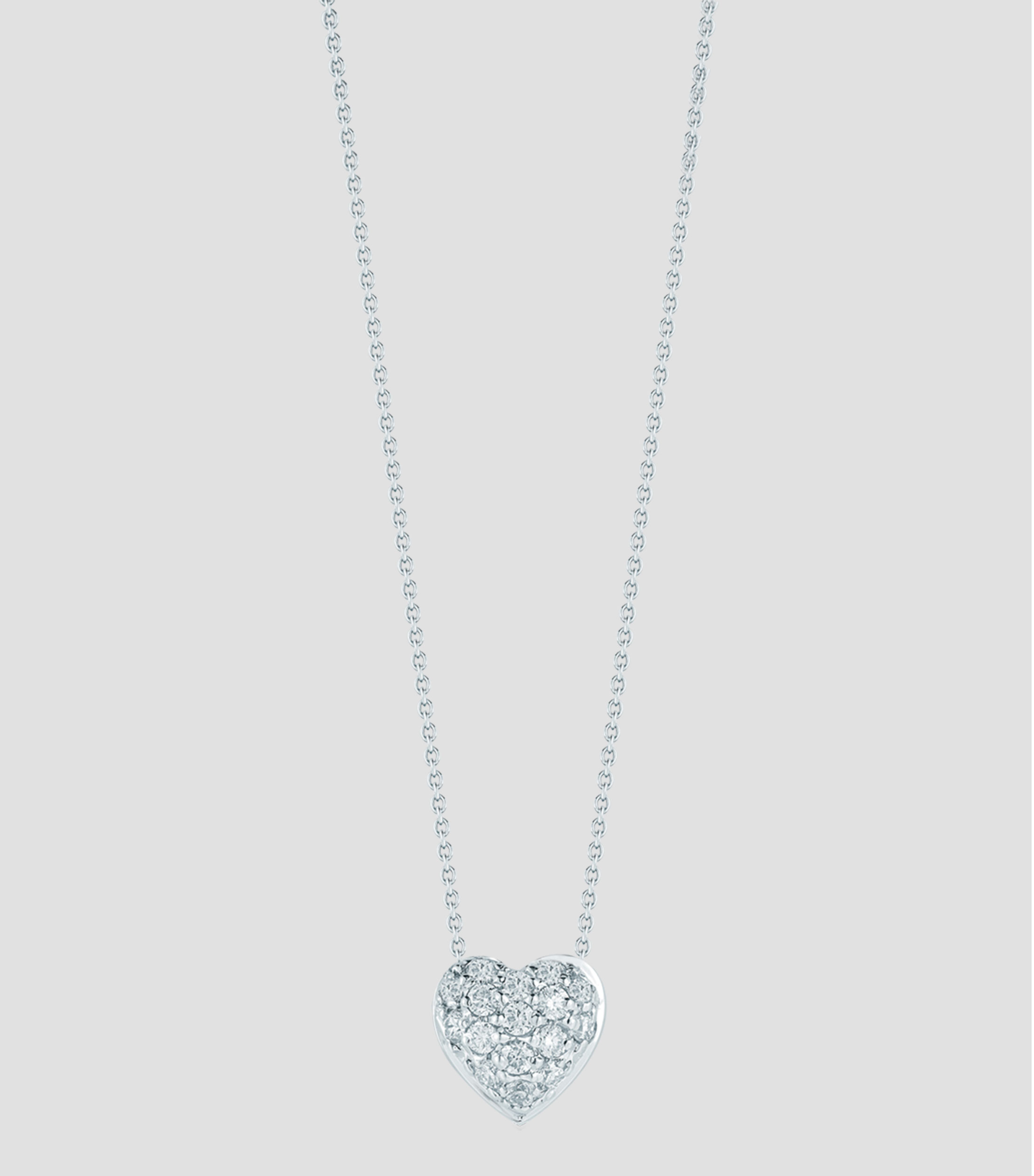 Collar corazón en oro blanco de 18 kilates con diamantes Puffed Heart Mujer