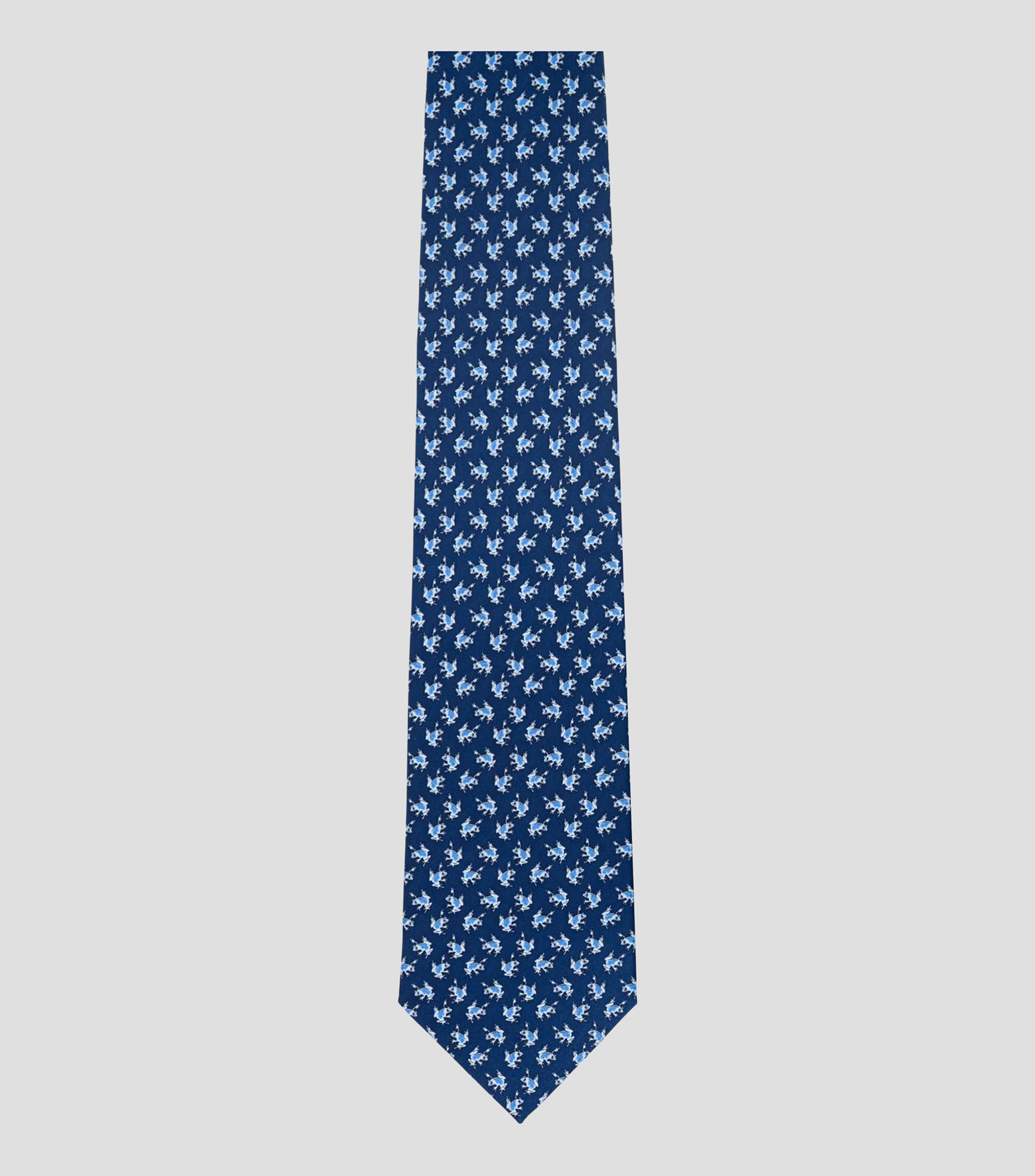 Corbata ancha en seda azul marino estampada S8 Rana Hombre