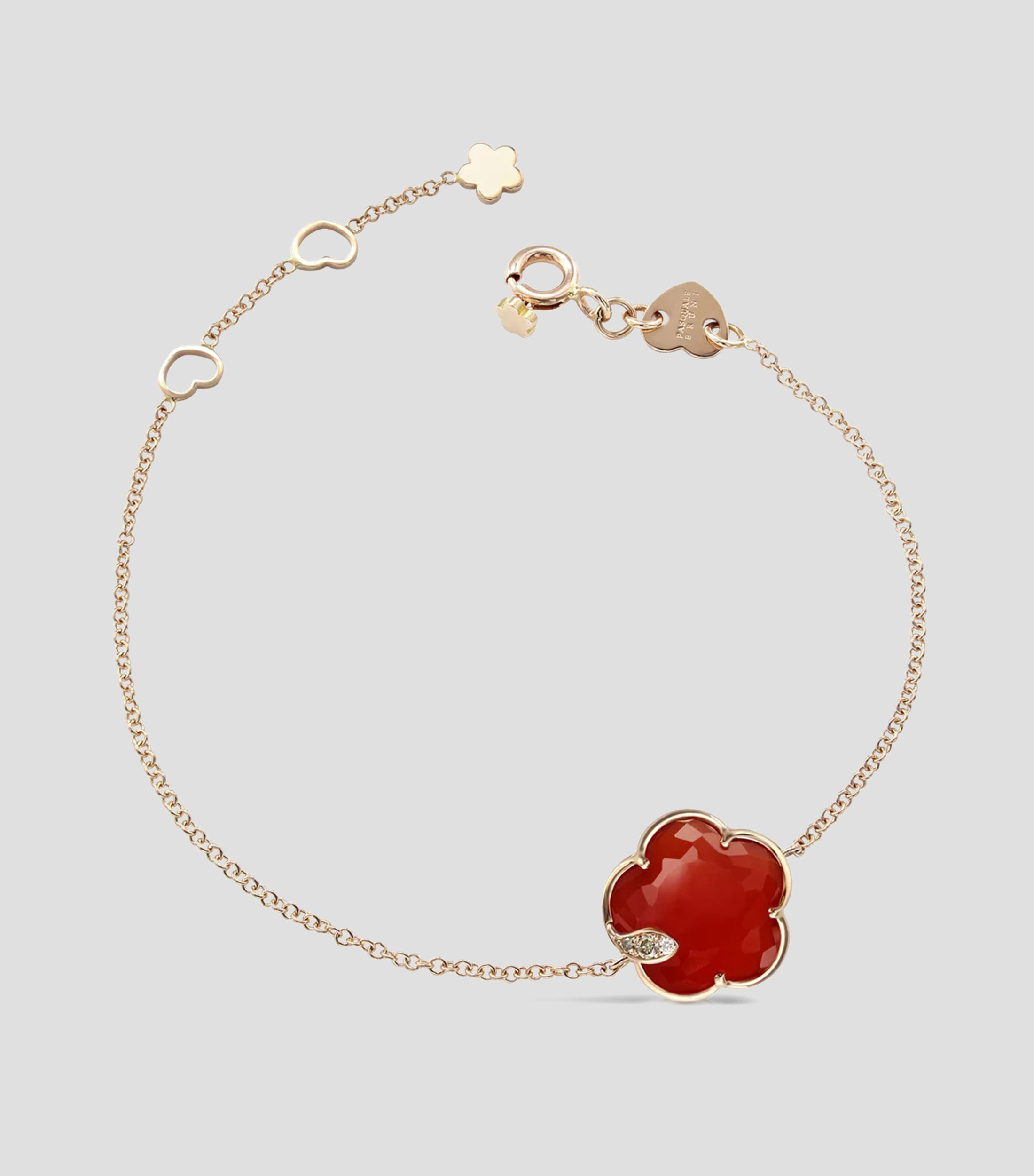 Pulsera en oro rosa de 18 kilates con cornalina y diamantes Joli Mujer