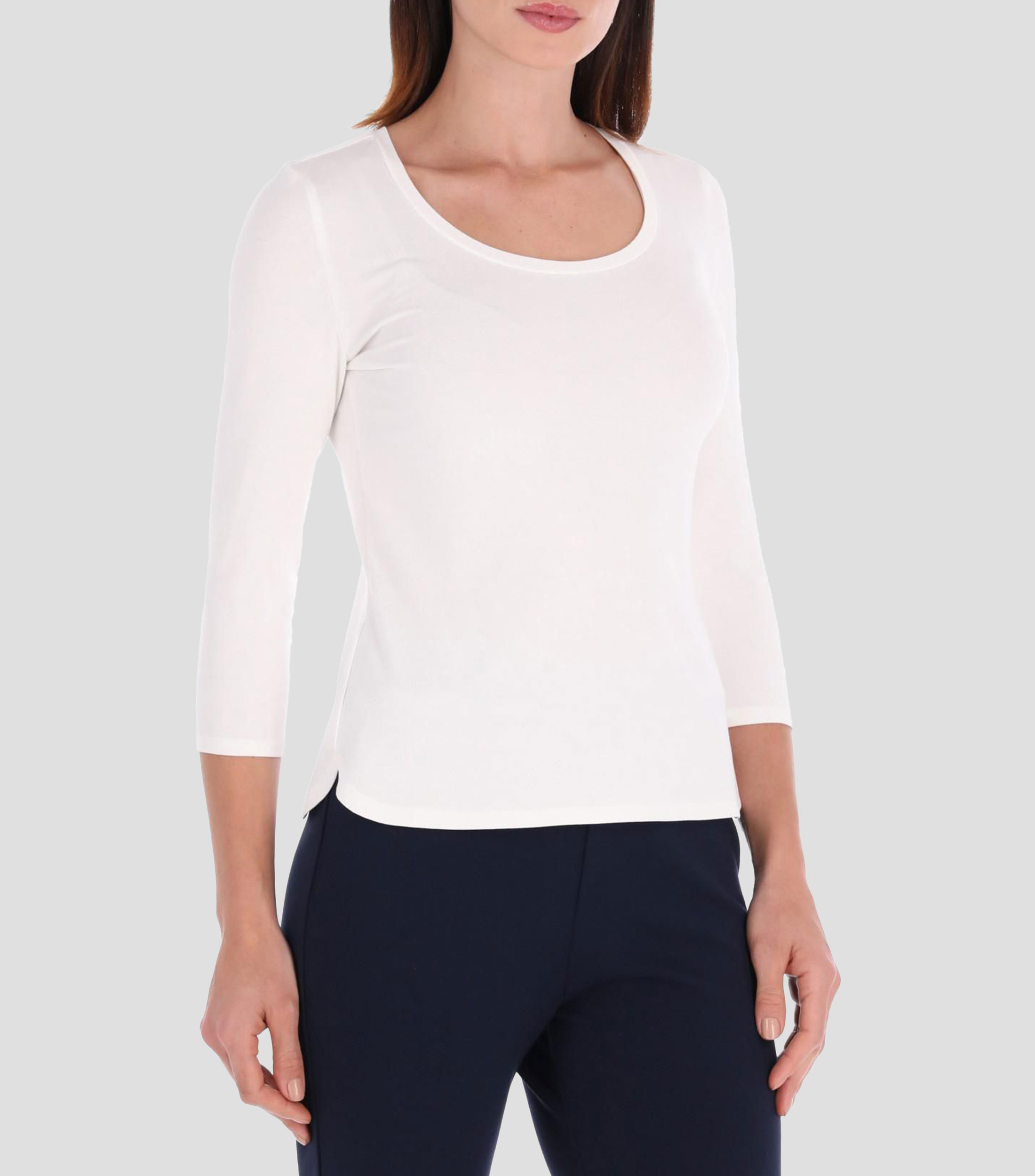 Blusa lisa manga 3/4 Mujer
