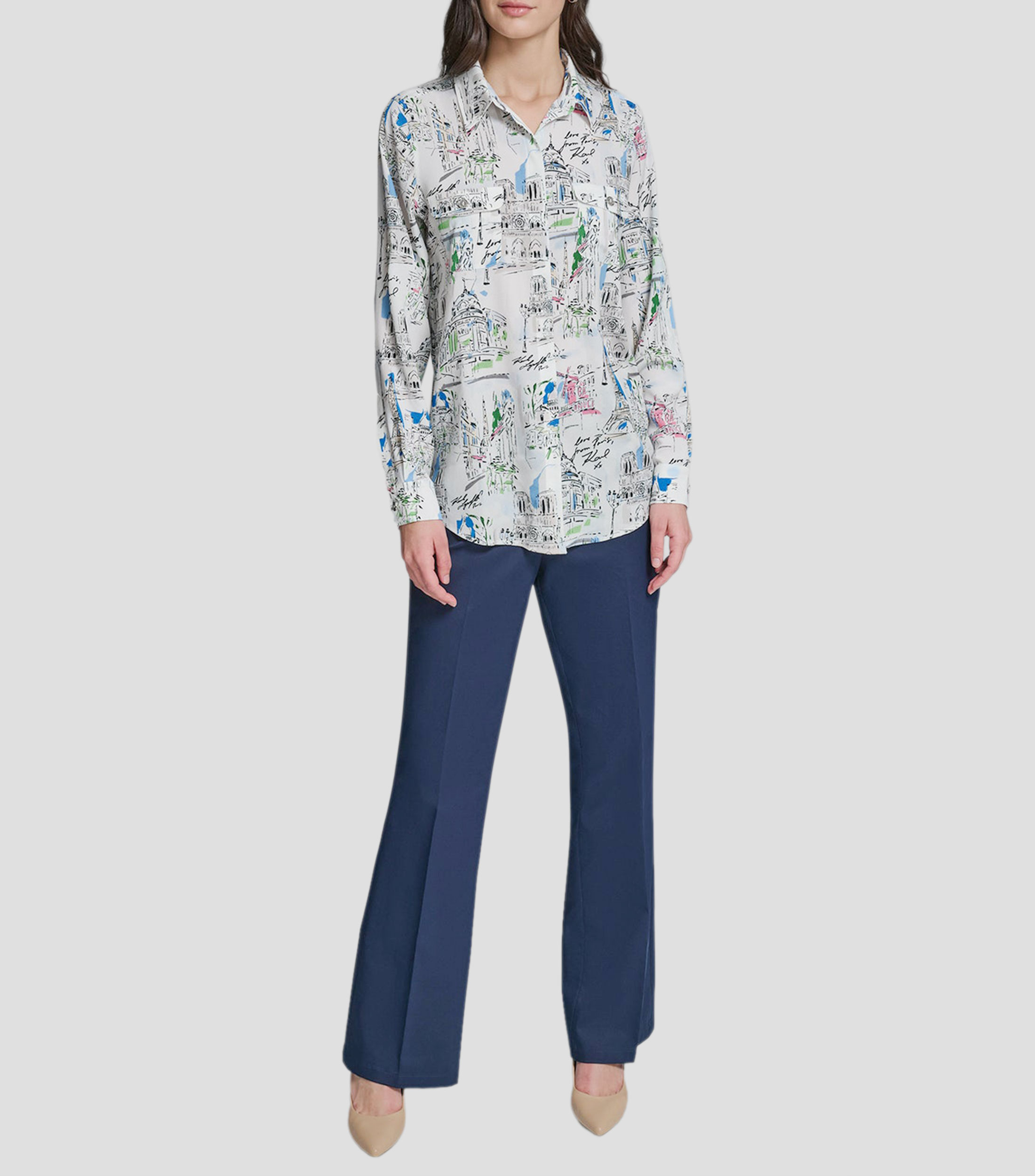 Camisa estampada larga Mujer