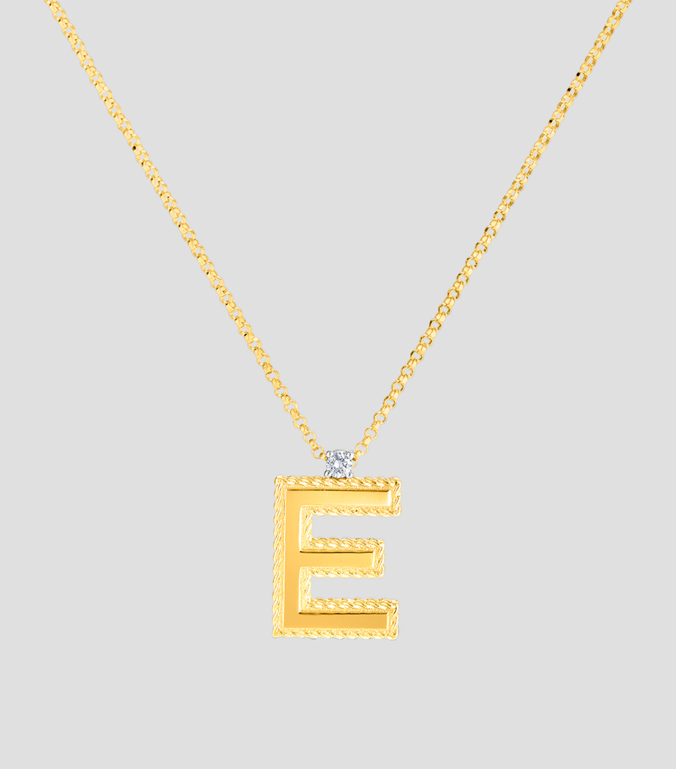 Collar letra E en oro amarillo de 18 kilates con diamantes Princess Love Letters Mujer