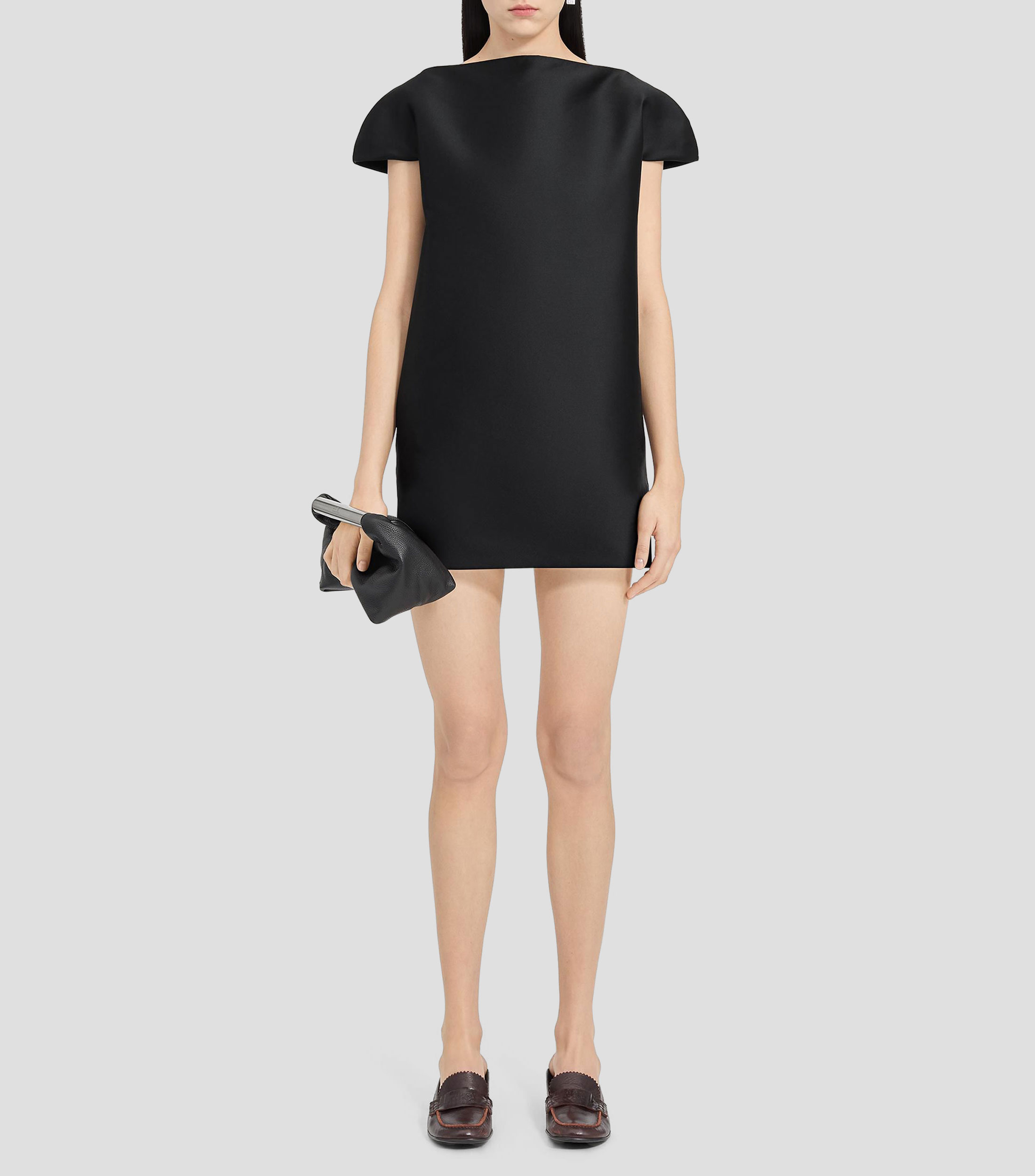 Vestido corto manga corta liso Mujer