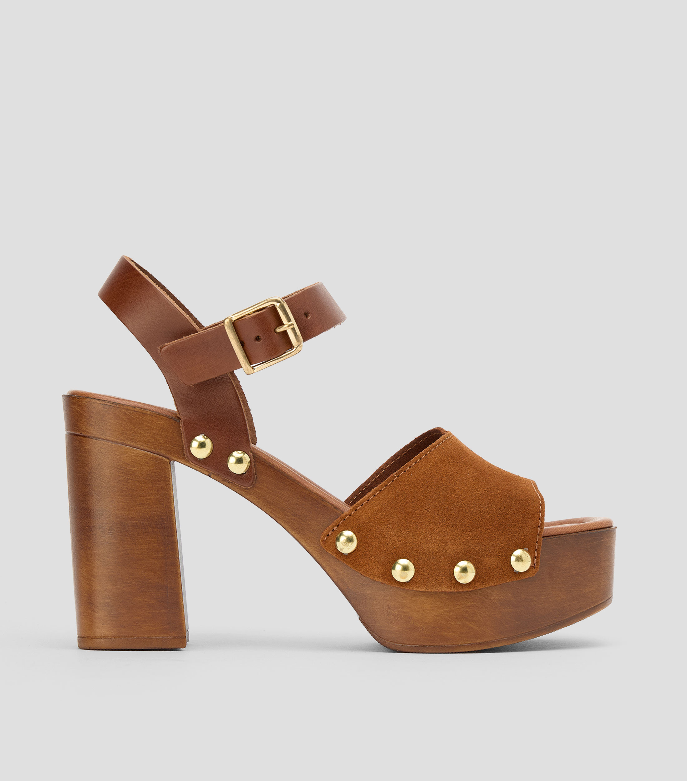 Sandalias con tacón alto y ancho Mujer