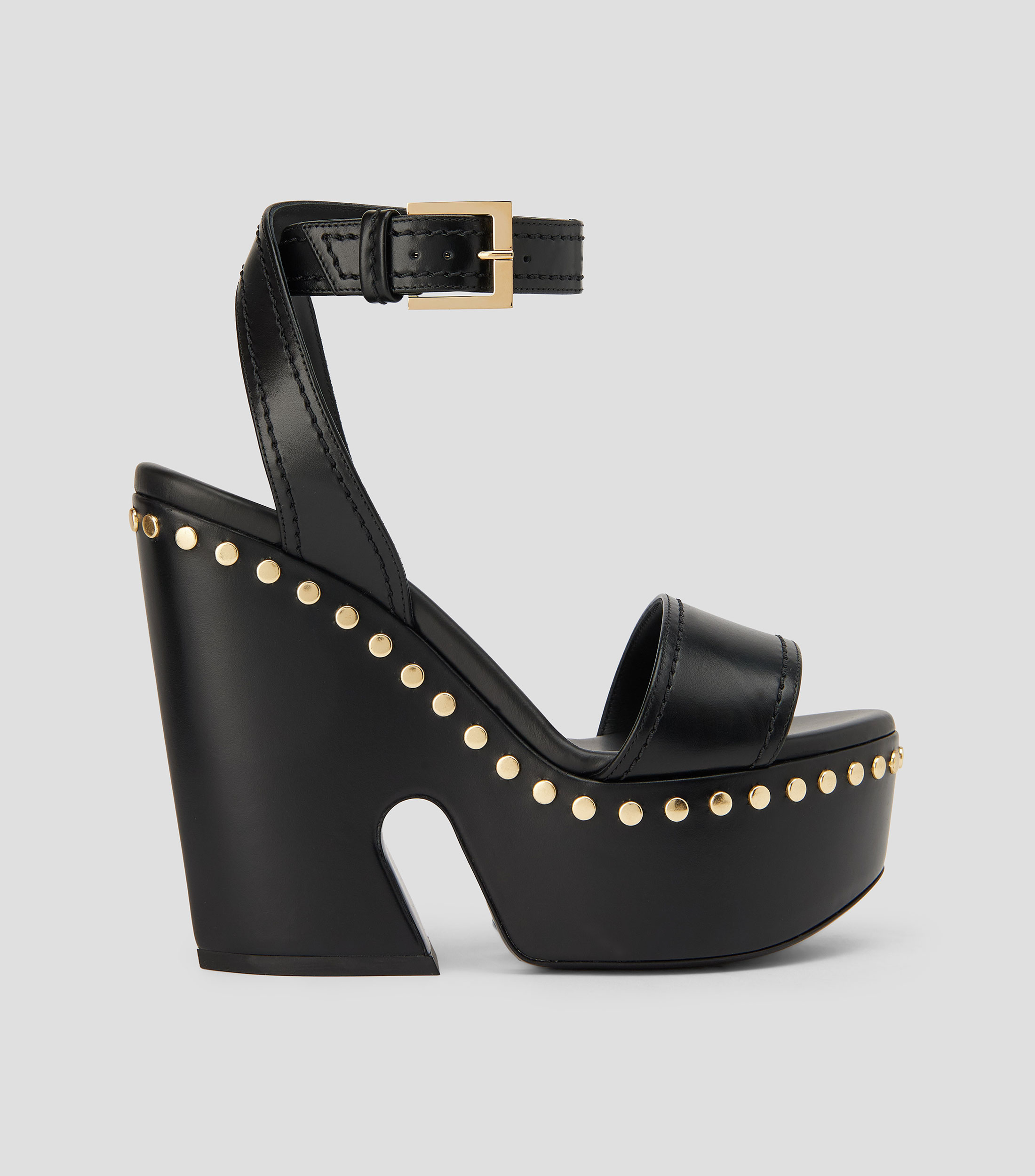 Sandalias tacón alto ancho en piel Platform Wedge Mujer