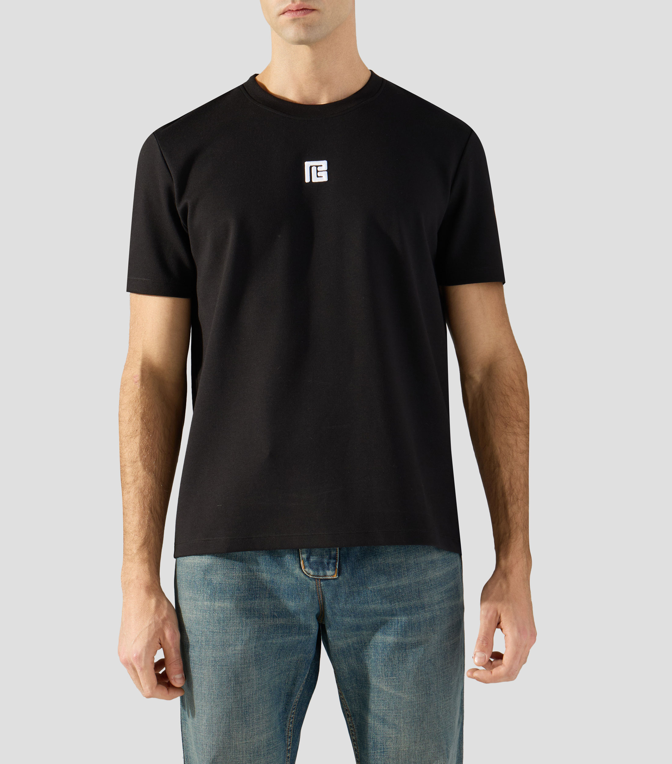 Playera de cuello redondo con manga corta lisa Hombre