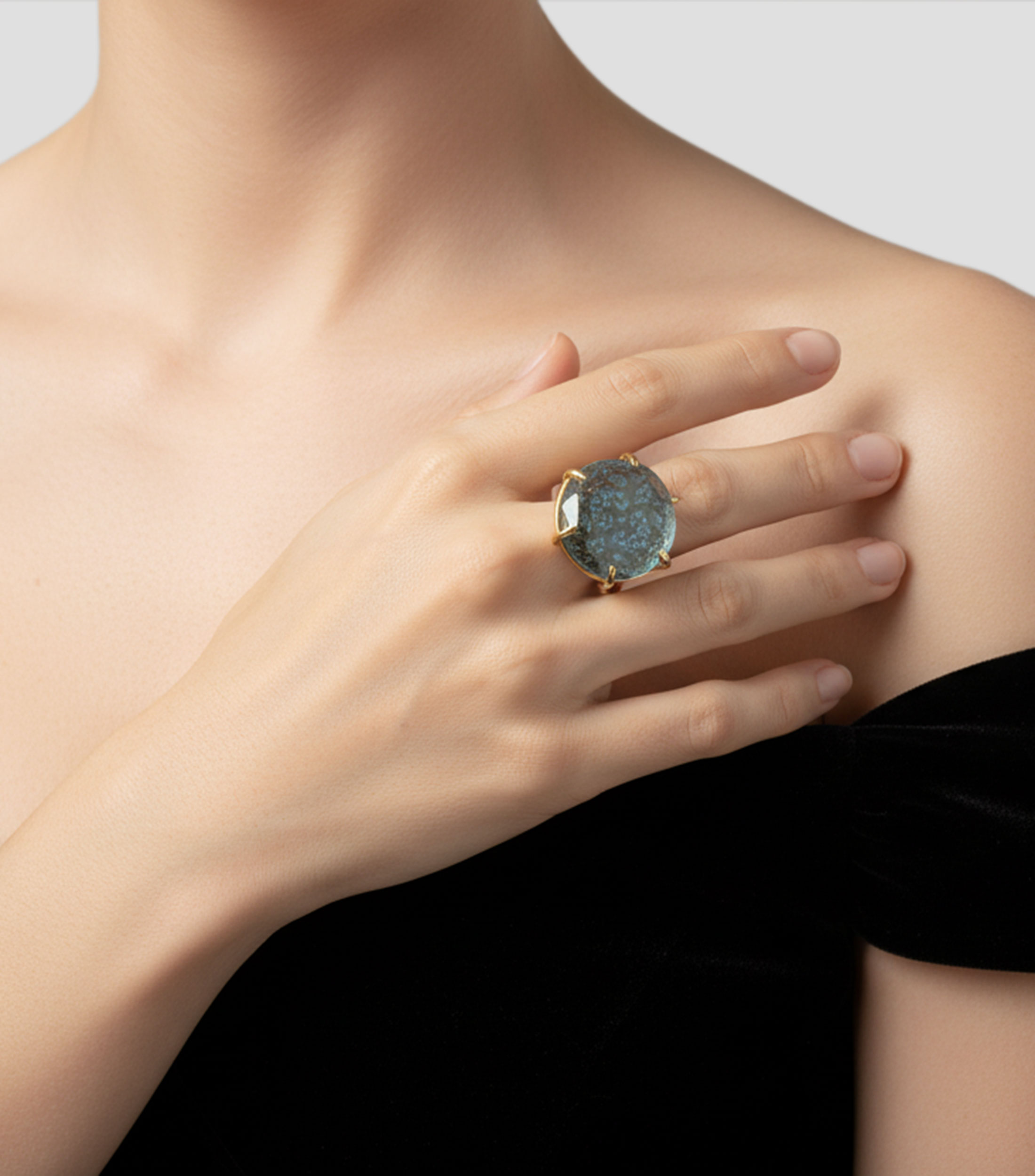 Anillo en plata Luna con cristal Mujer