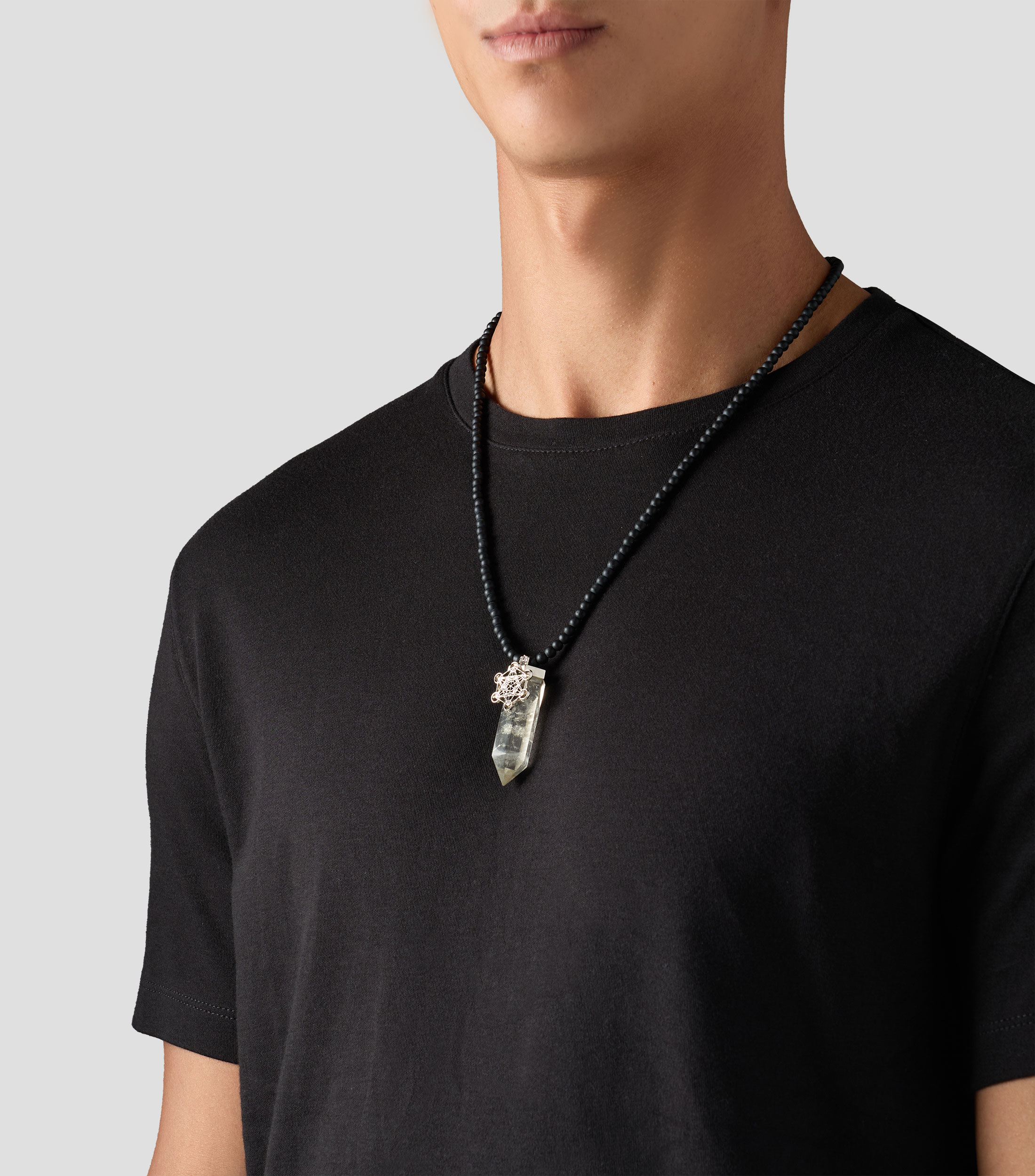 Collar con dije en ónix con cuarzo Hombre