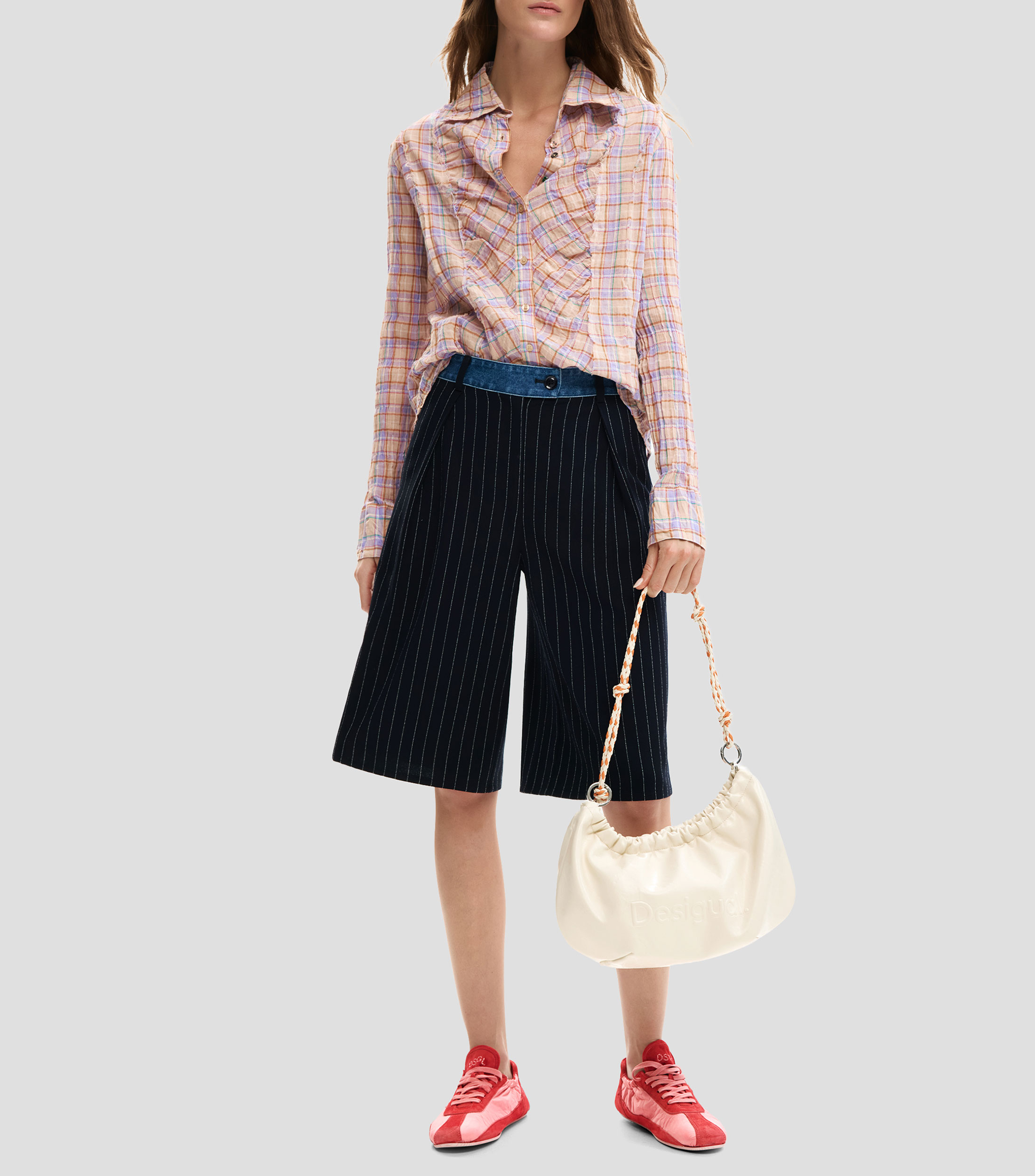 Camisa de cuadros manga larga Mujer