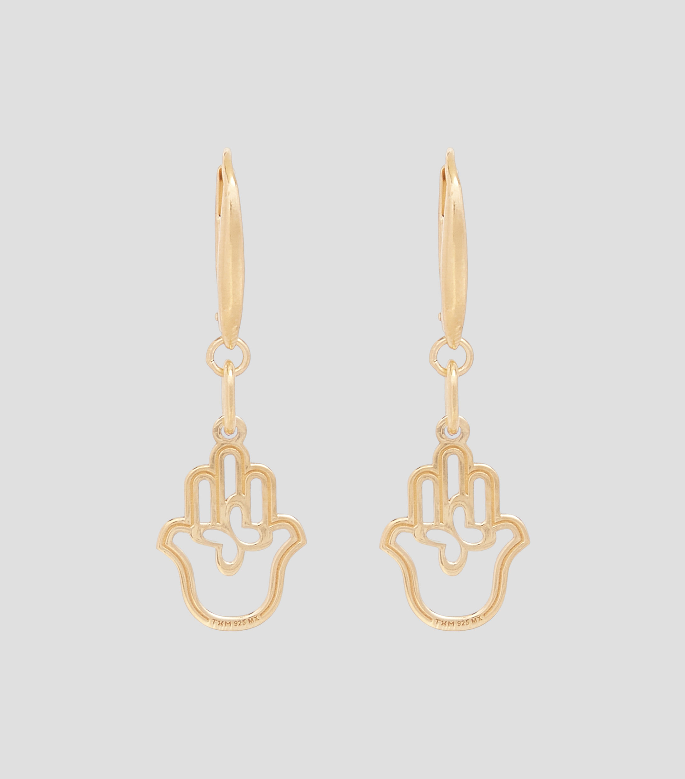 Aretes en plata con baño en oro Carisma Mano de Fátima Mujer