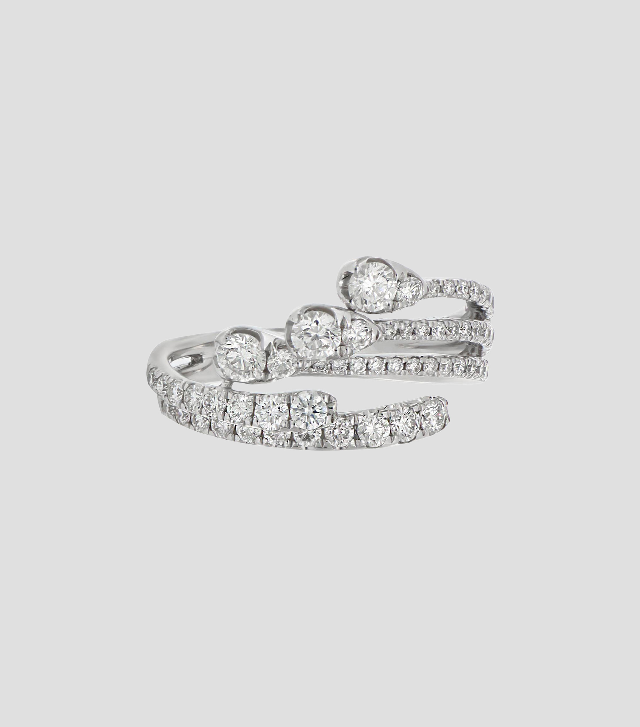 Anillo en oro blanco 14 Kts con diamantes Mujer