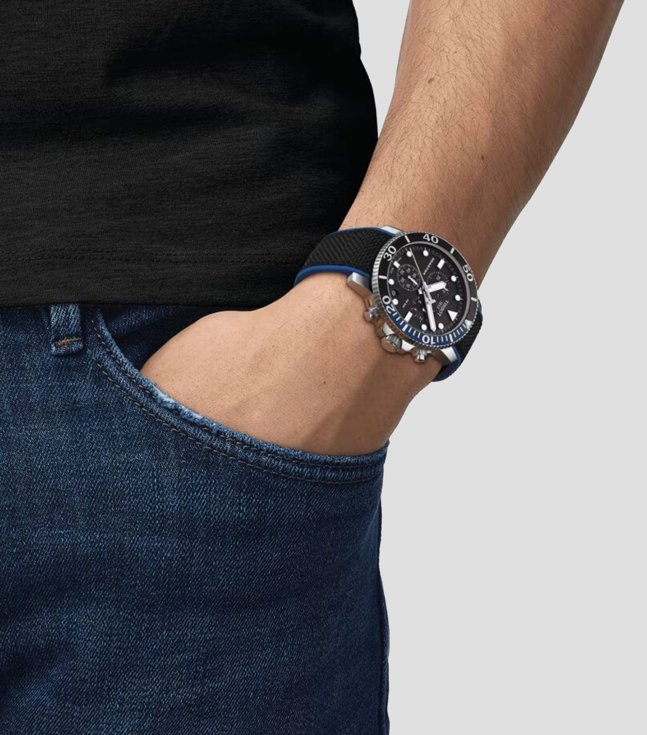 Reloj para hombre T-Sport Seastar 1000 Casual Plata, Bicolor