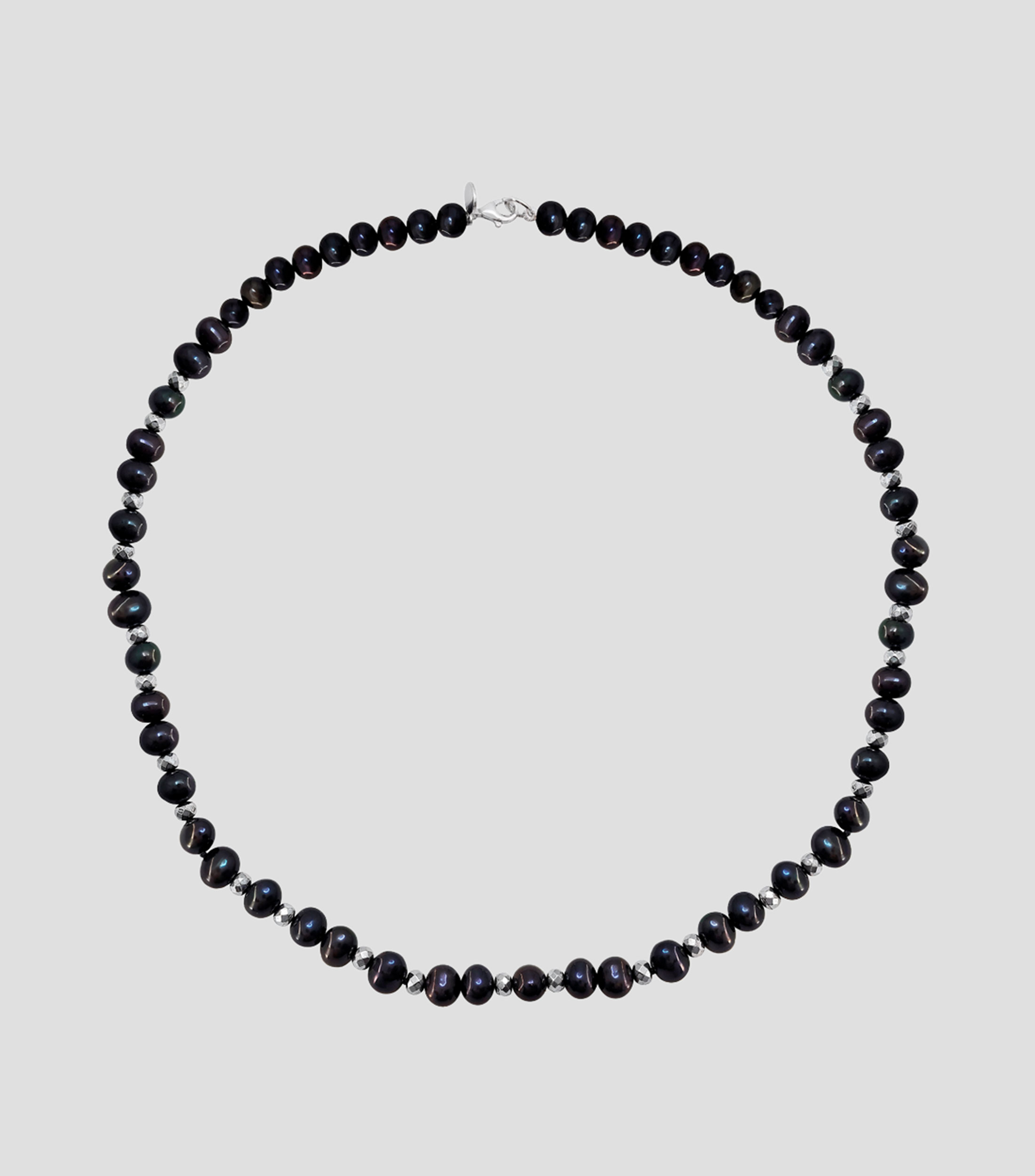 Collar en plata .925 con perlas moradas y hematita Perlas Mujer