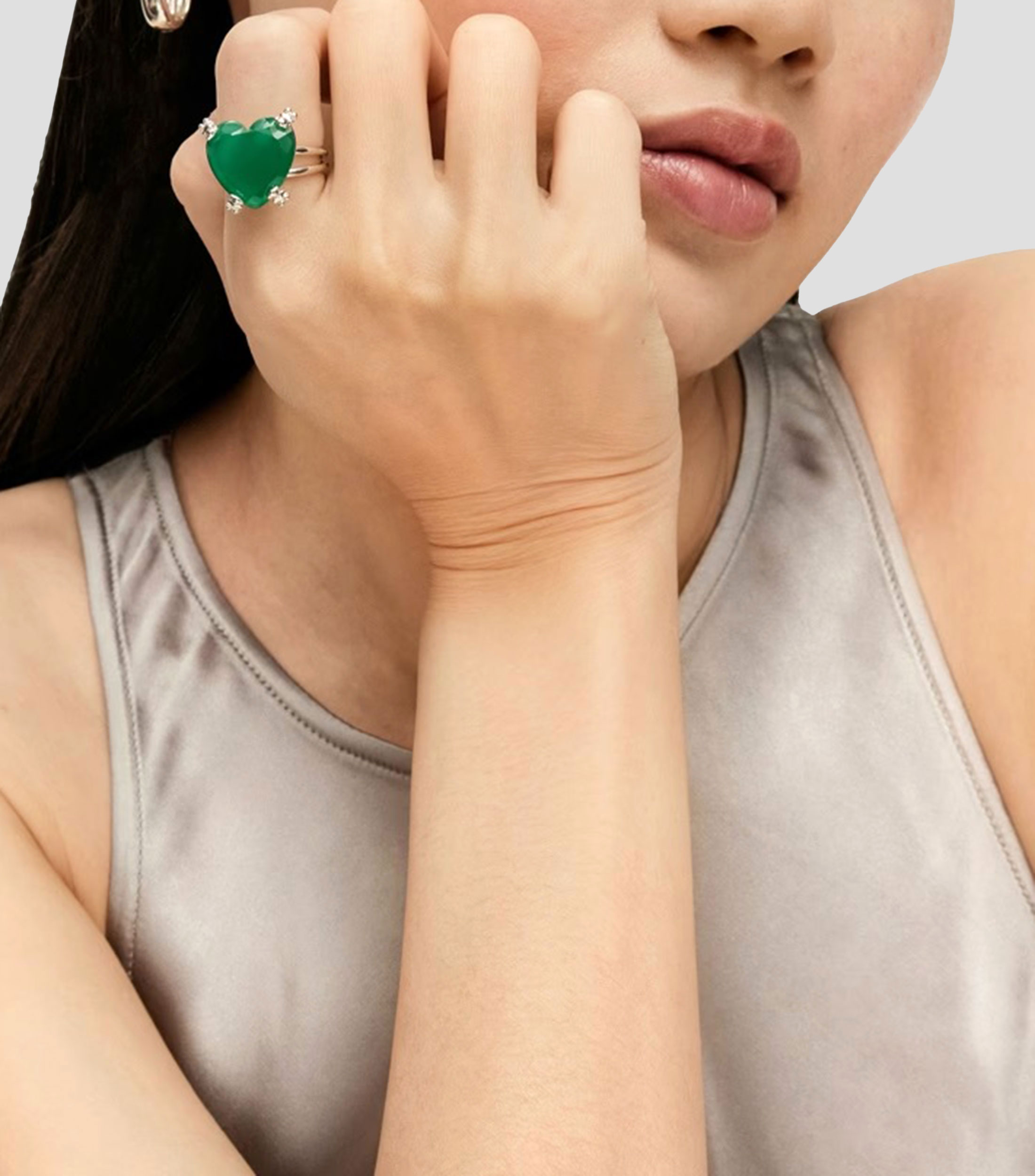 Anillo en plata Color Pills con incrustación de calcedonia Mujer