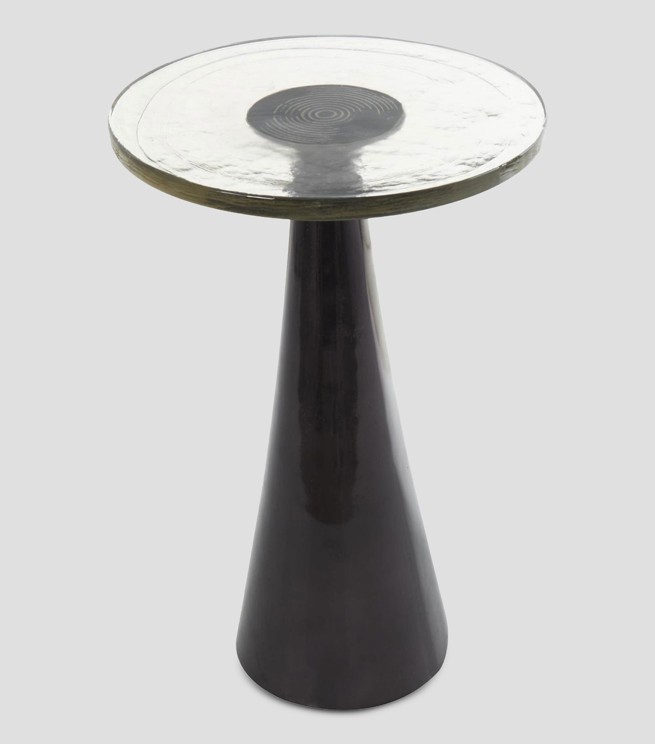 Mesa auxiliar en aluminio y vidrio negro