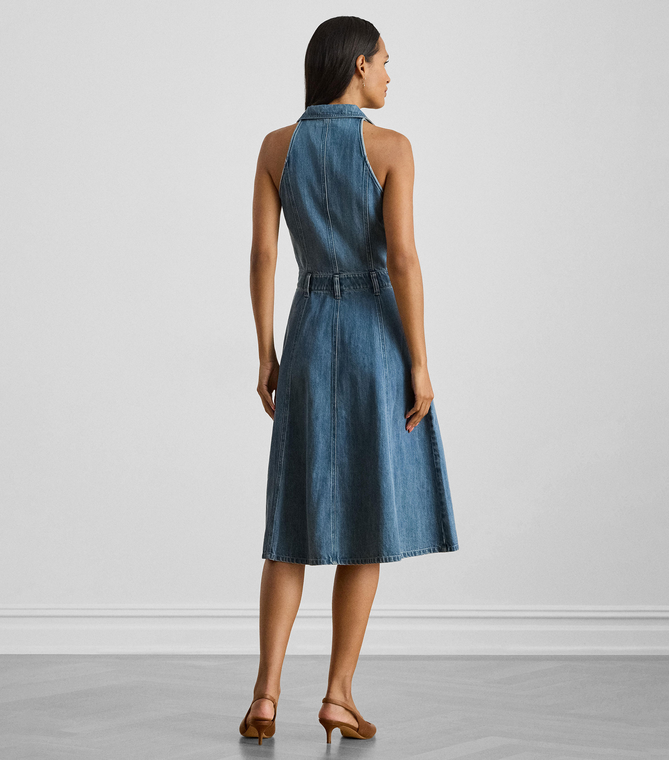Vestido midi liso Mujer