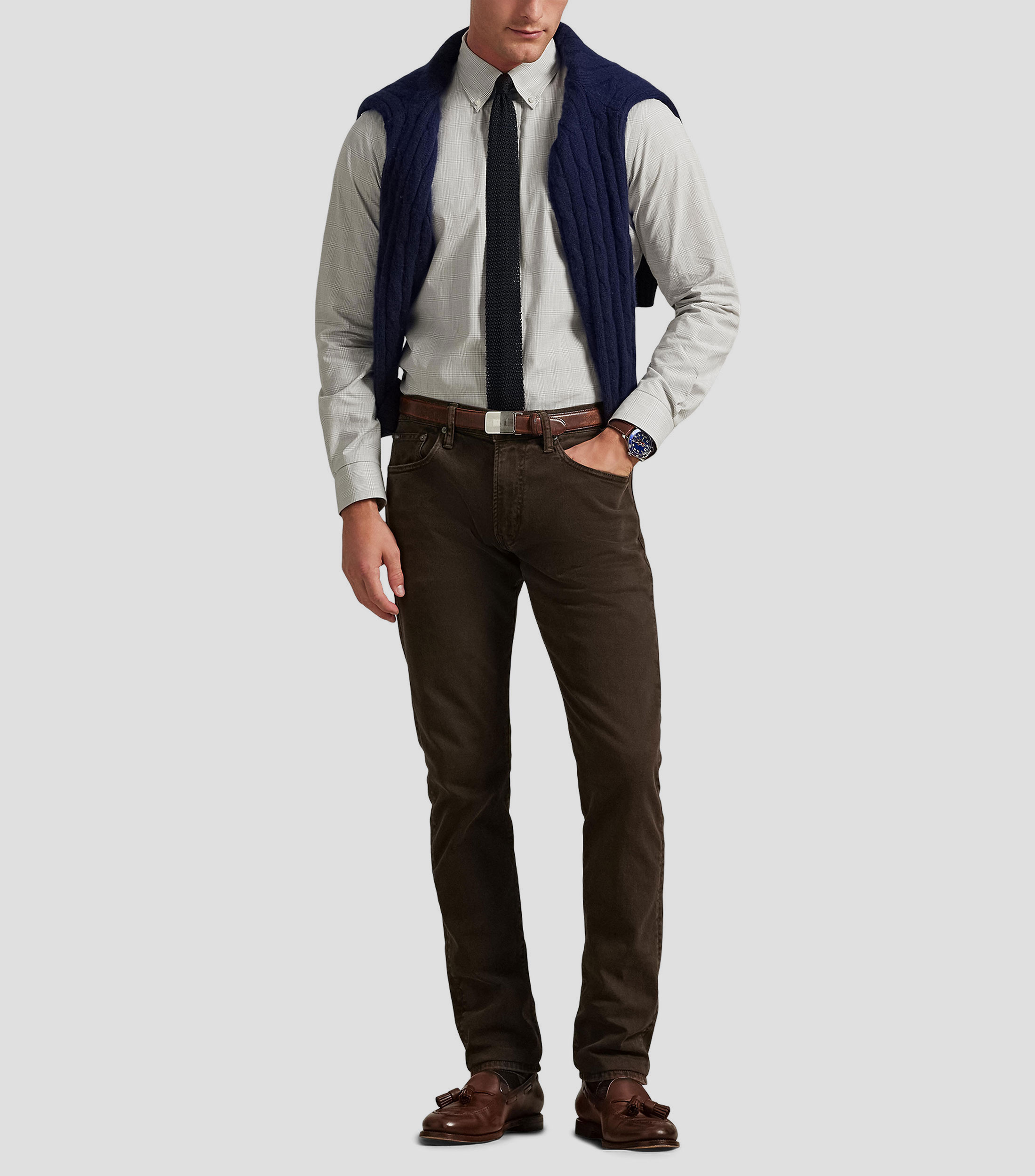 Camisa con cuadros manga larga Hombre