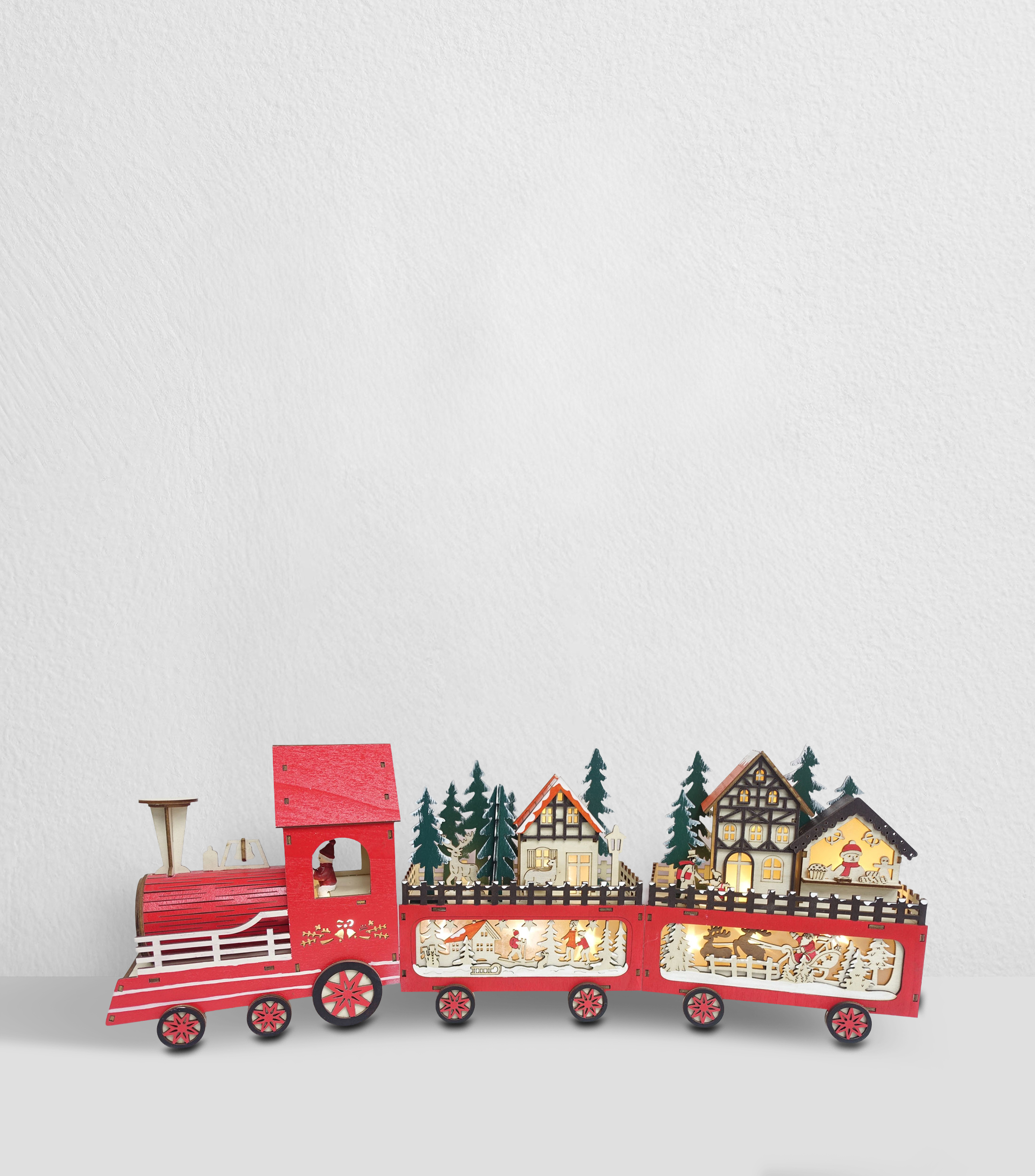 Figura decorativa Navideña Tren con villas Navidad con luz