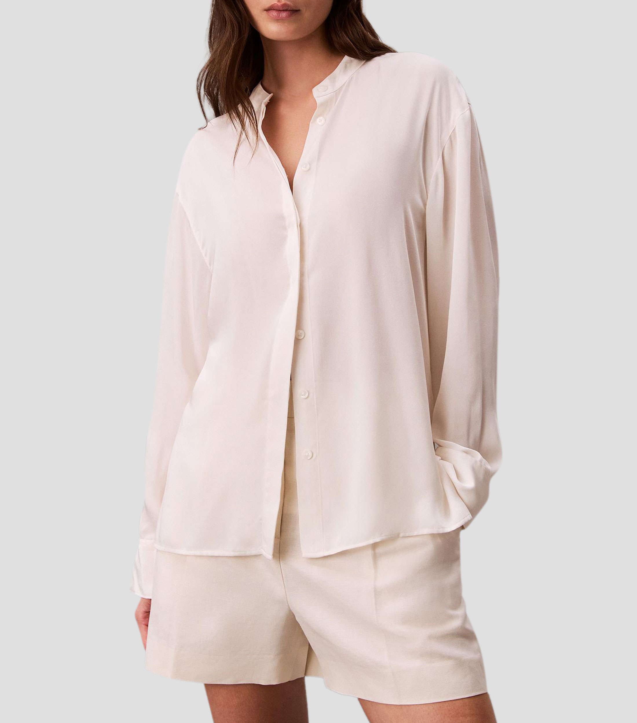 Blusa lisa de manga larga Mujer
