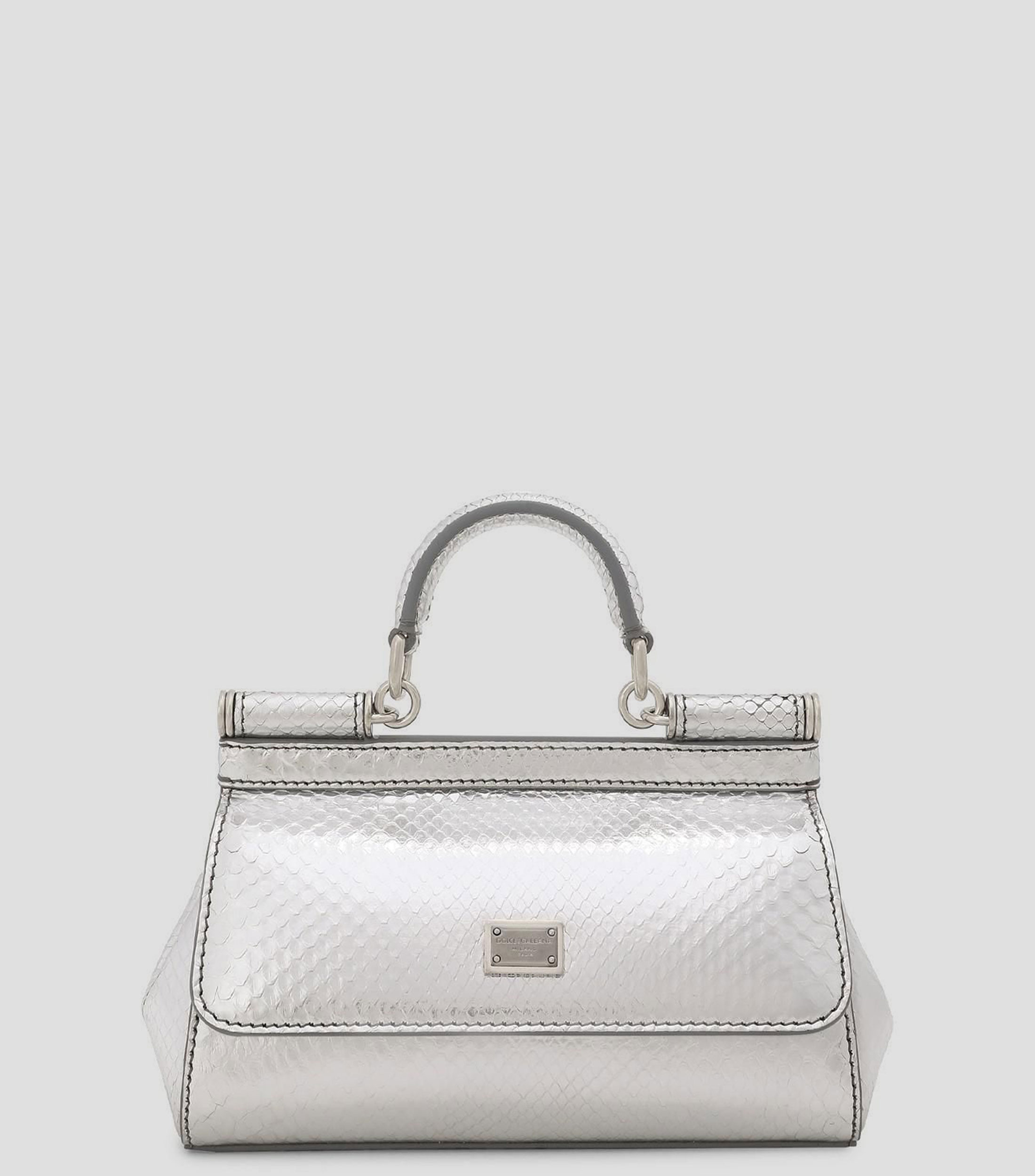 Bolsa mini shoulder plateada en piel Sicily animalskin Mujer
