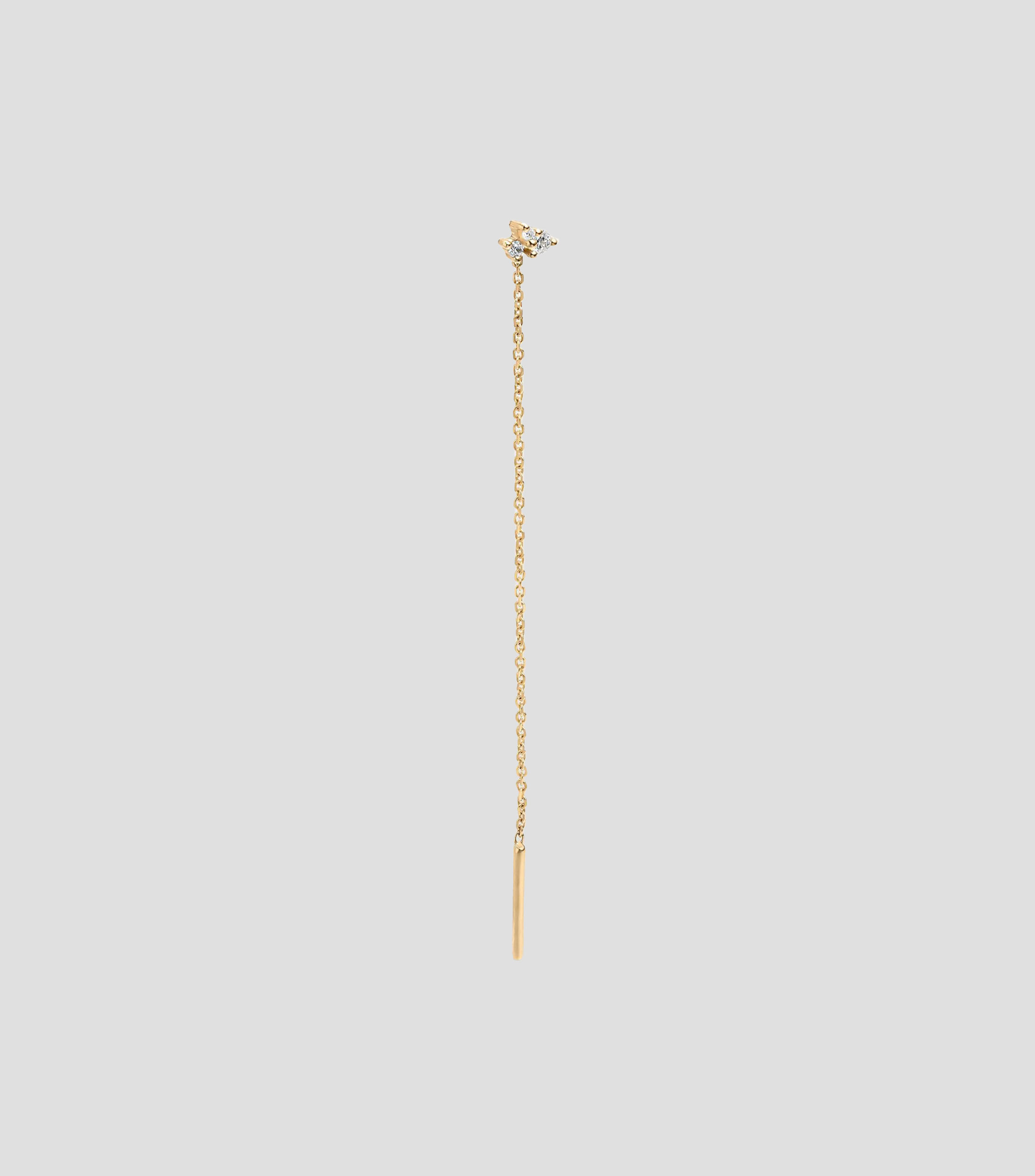 Pendiente individual en oro amarillo de 9 kilates con cadena y diamantes Great Three Mujer