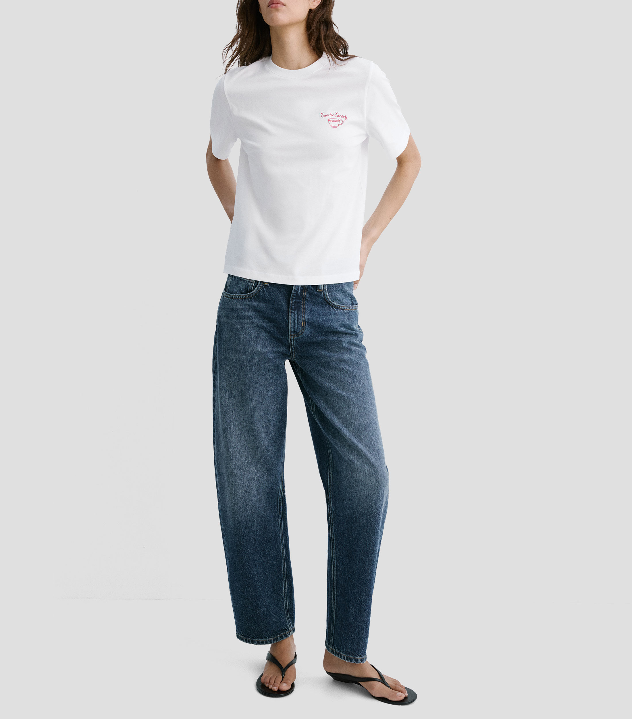 Playera cuello redondo manga corta lisa Mujer