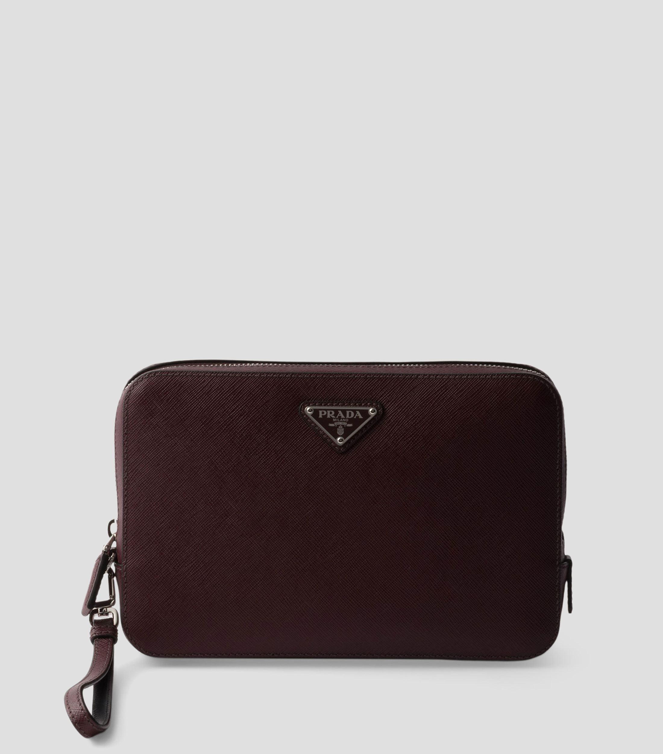 Bolso Clutch en Piel Saffiano Sólido Hombre