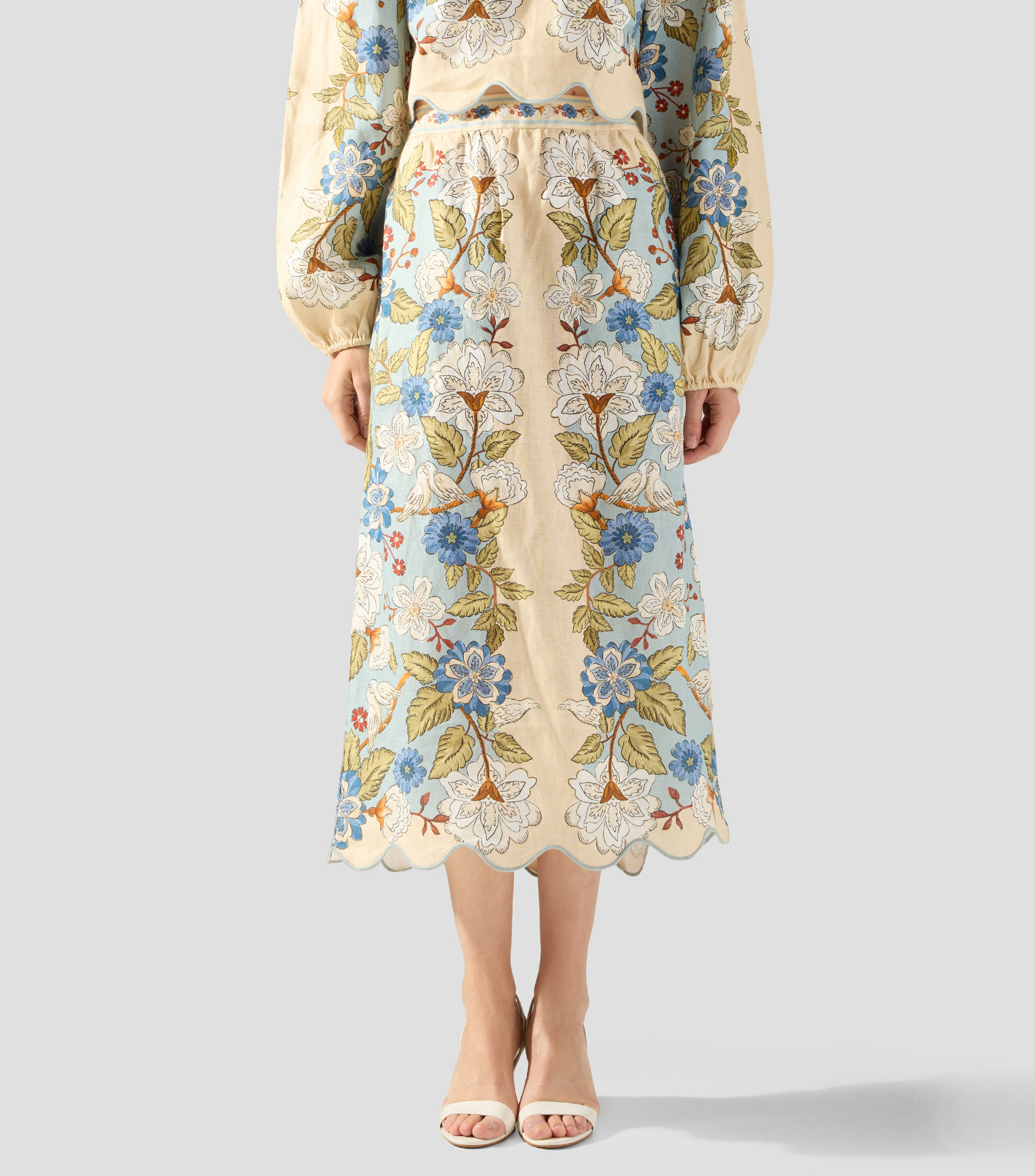 Falda midi de corte A estampada Mujer