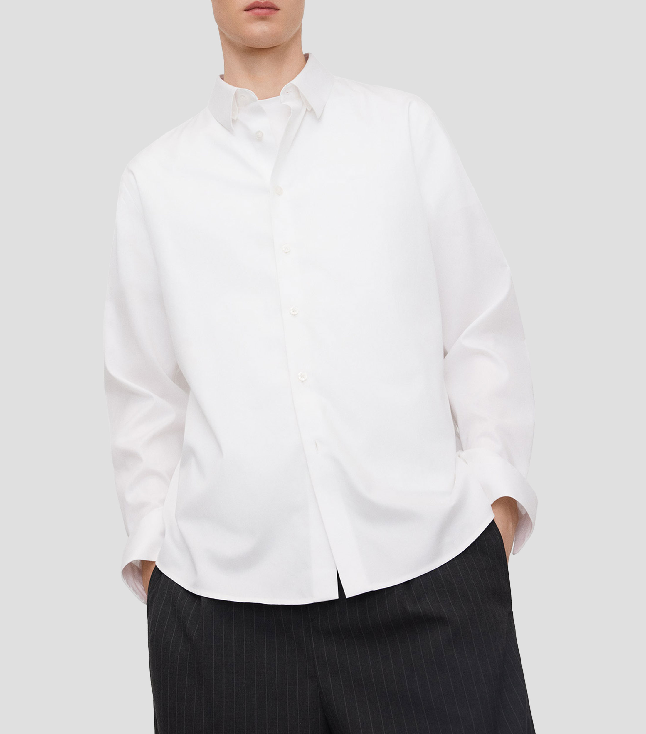 Camisa lisa de manga larga Hombre