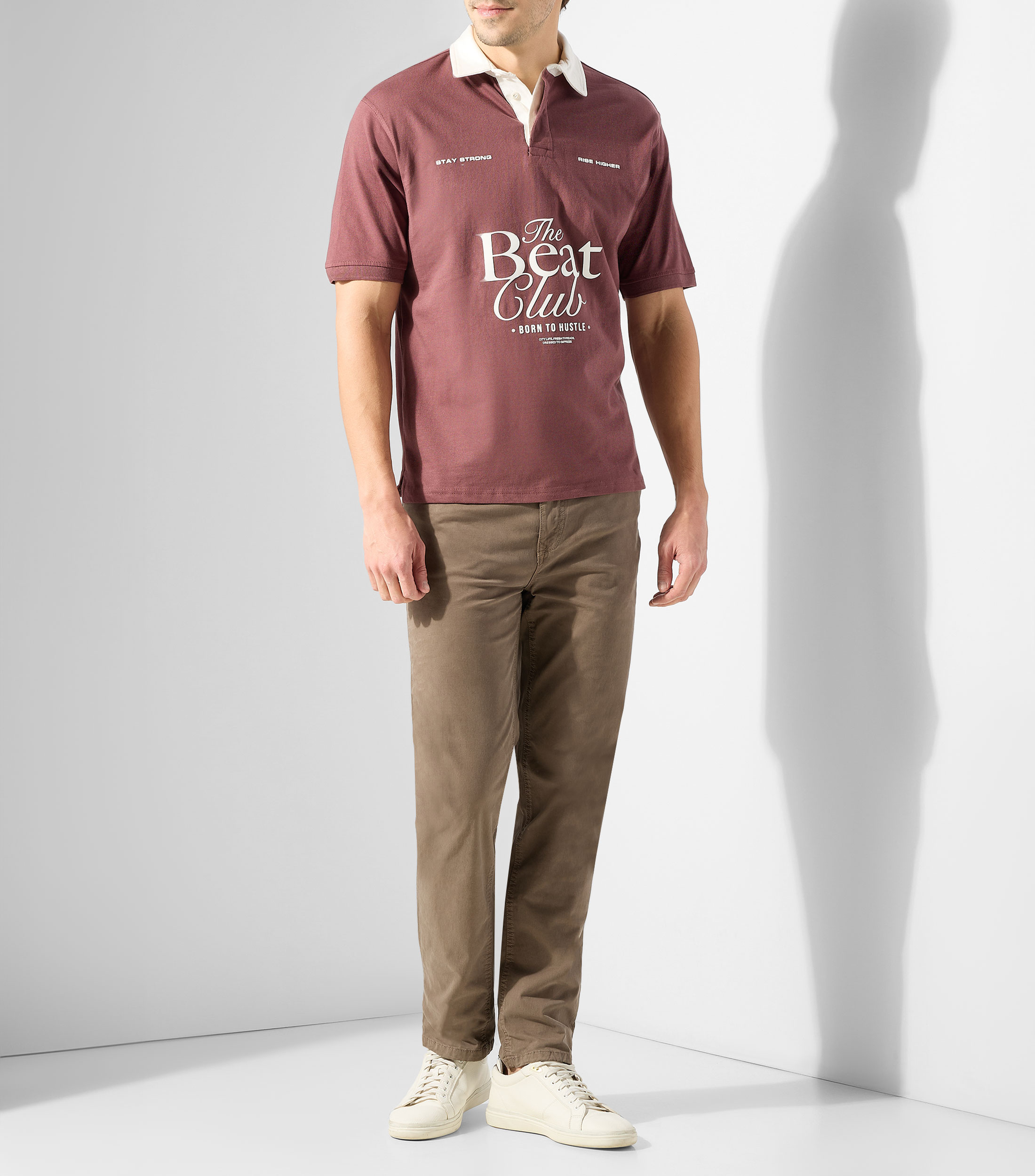Playera tipo polo manga corta estampada Hombre