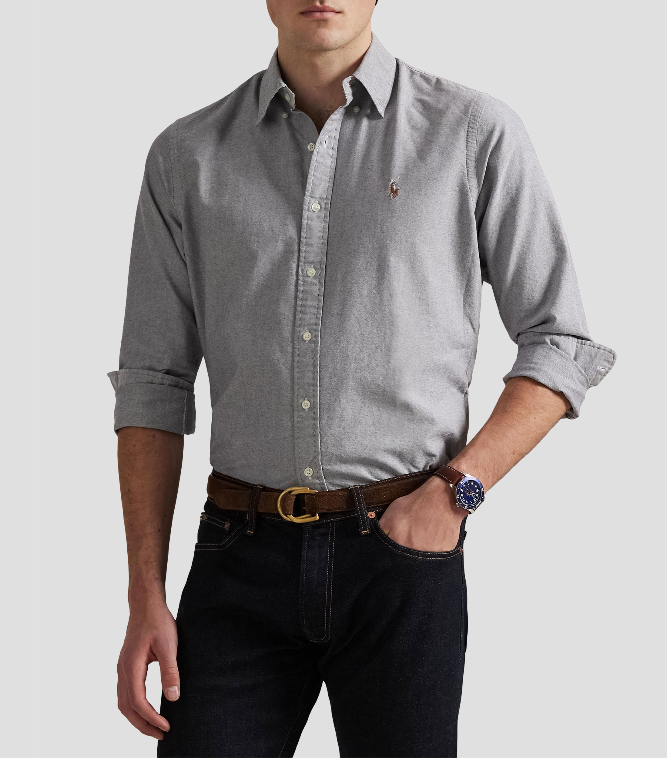 Camisa microdiseño manga larga Hombre