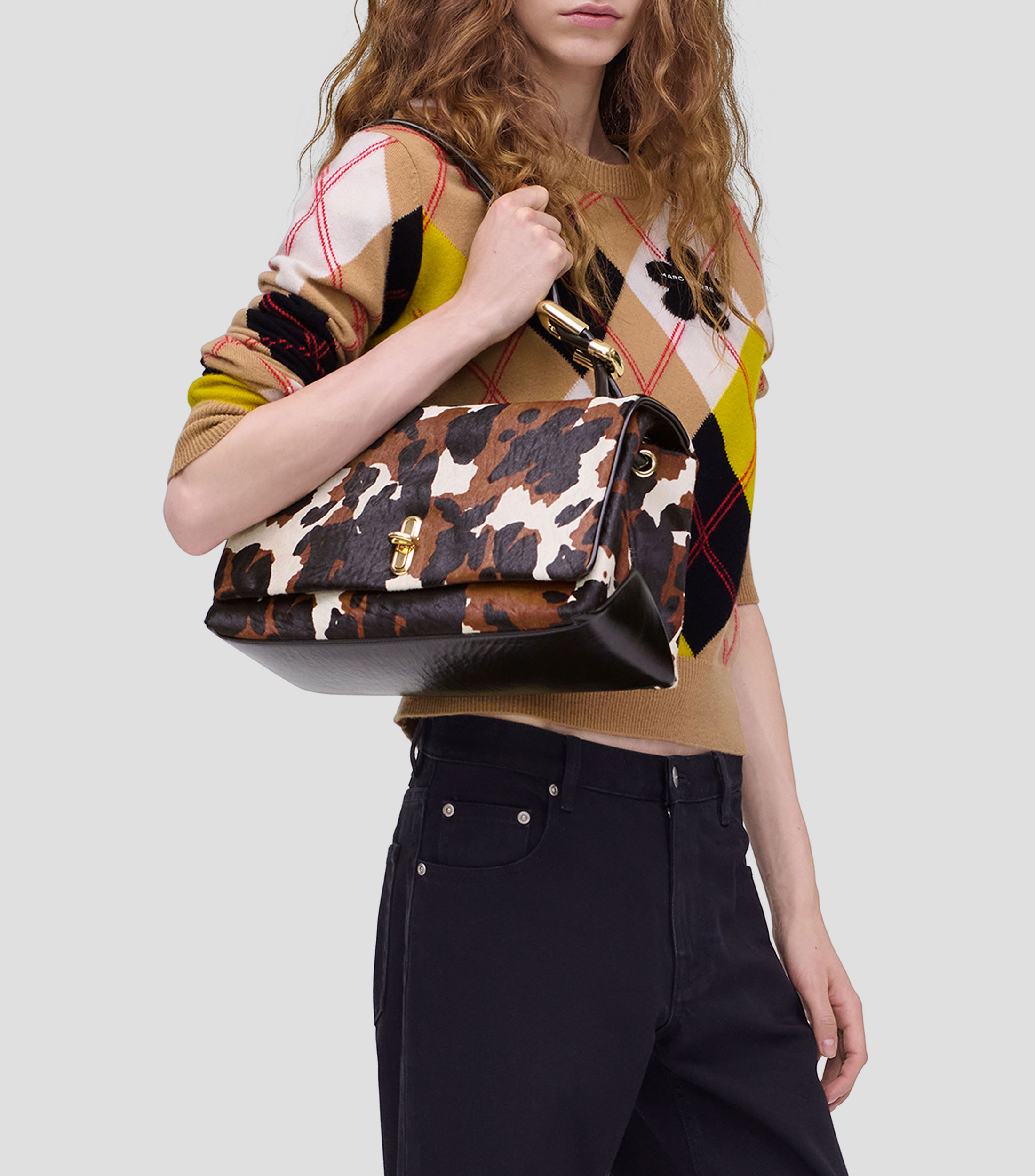Bolsa shoulder en piel estampada Mujer