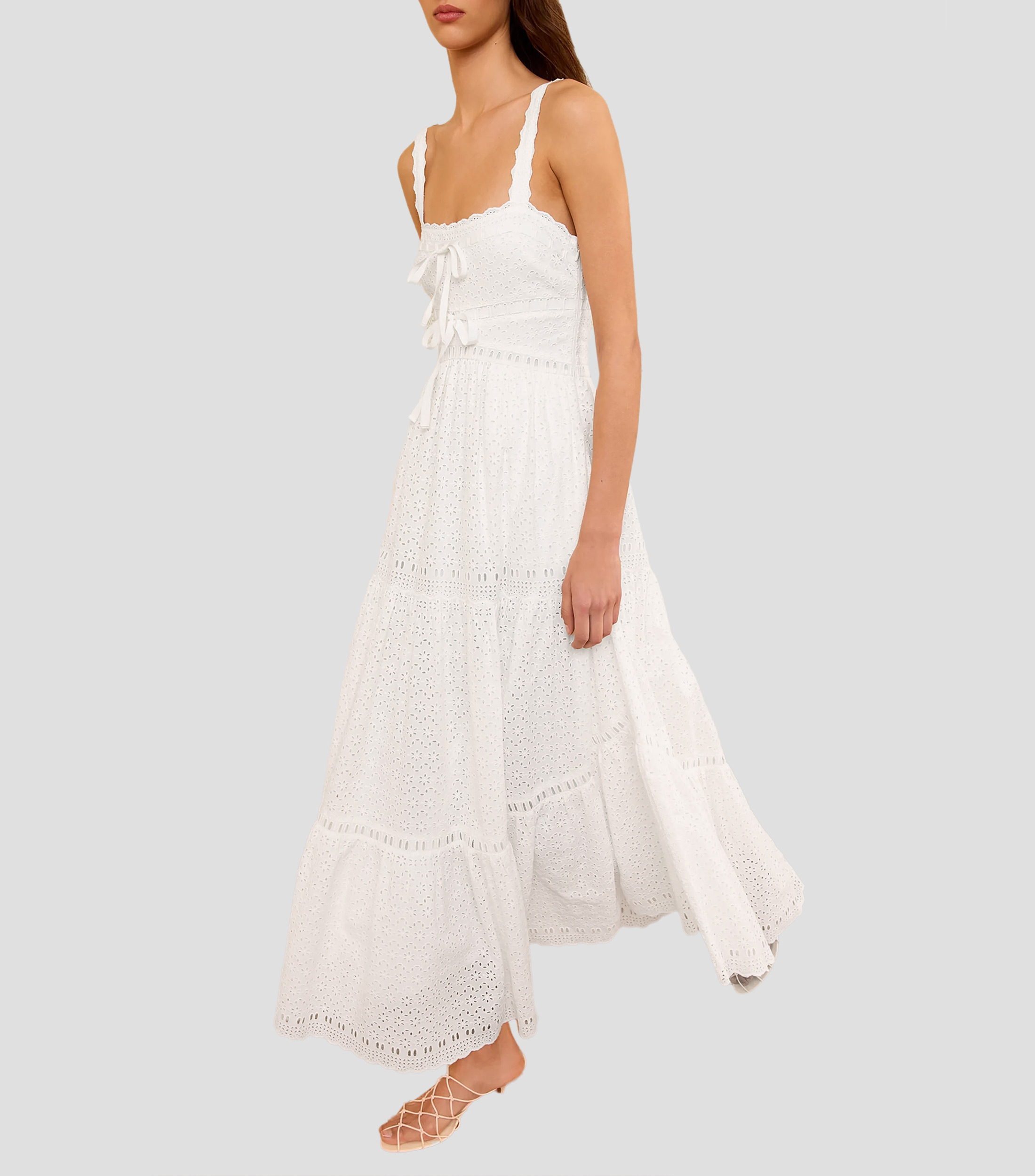 Vestido largo liso con detalle decorativo Mujer