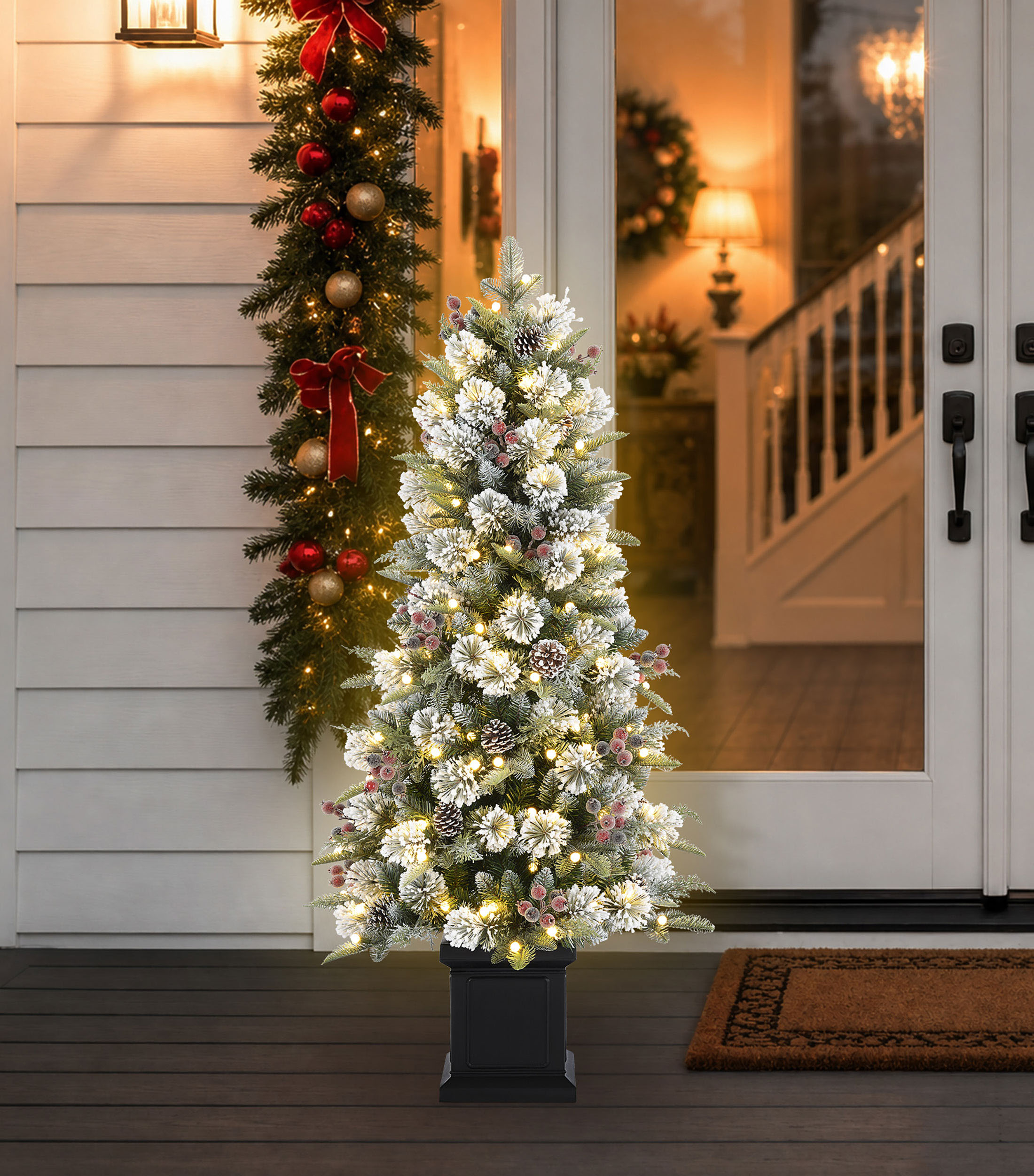 Árbol de Navidad Mount en maceta con 150 Luces Led