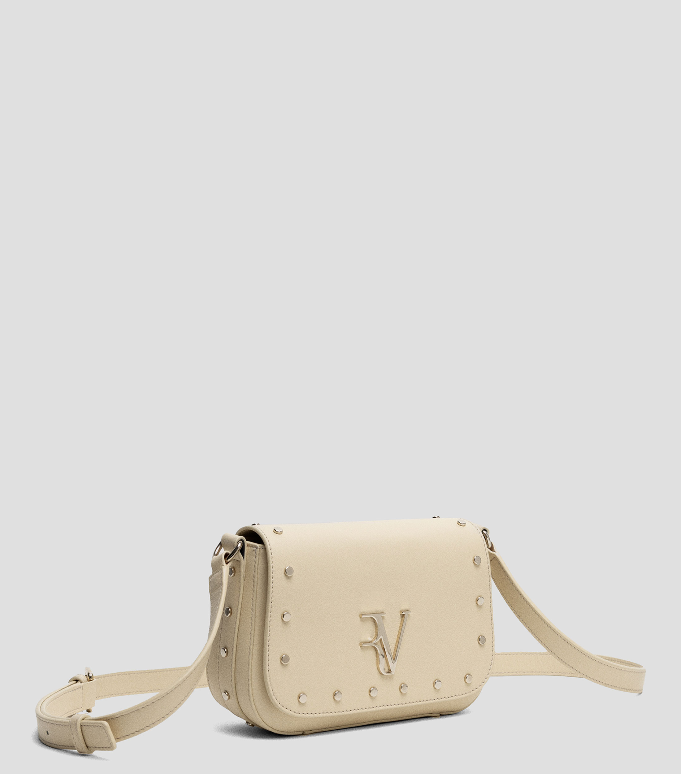 Bolso Crossbody crema en piel Mafalda con estoperoles Mujer