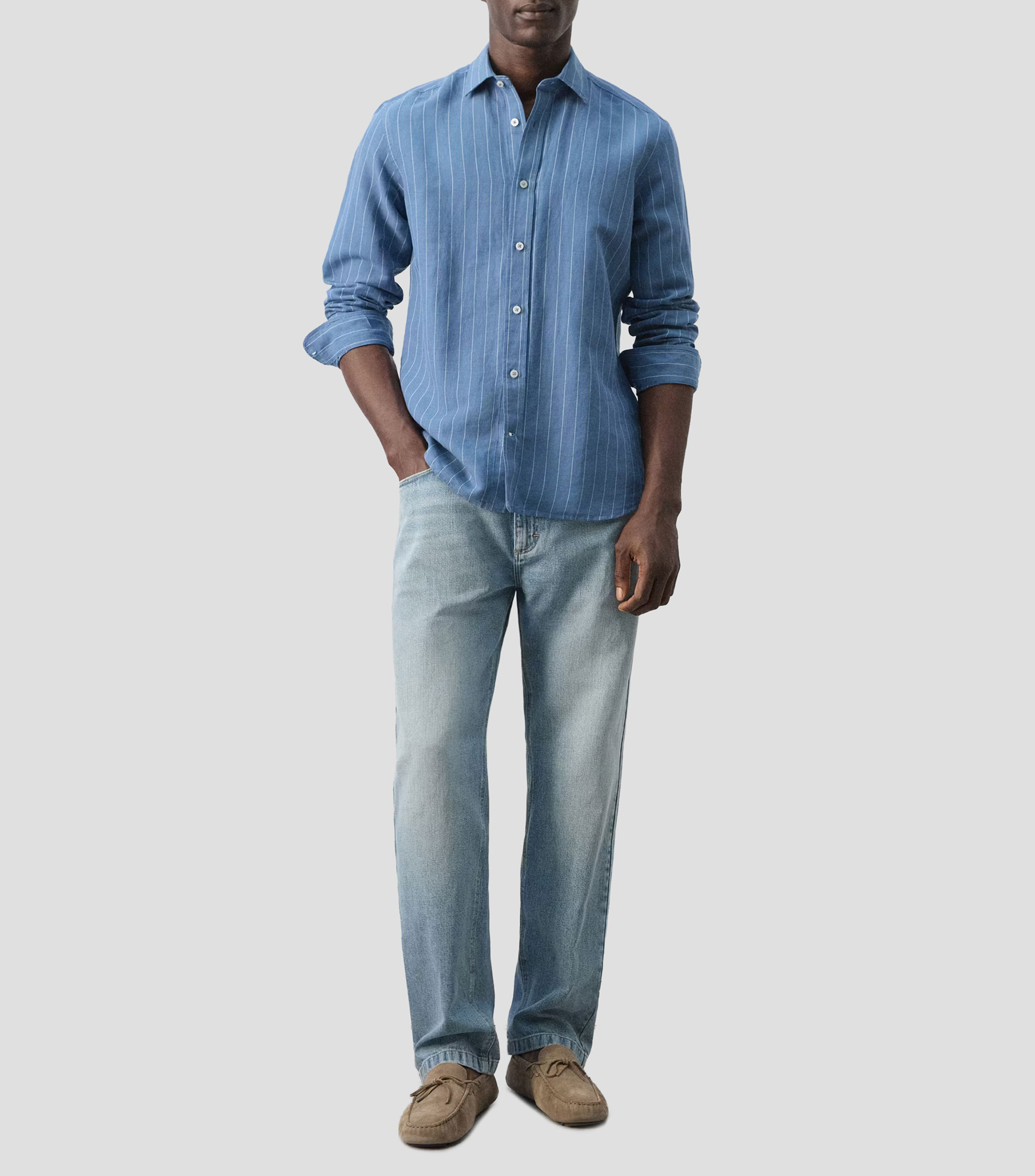 Camisa rayas manga larga Hombre
