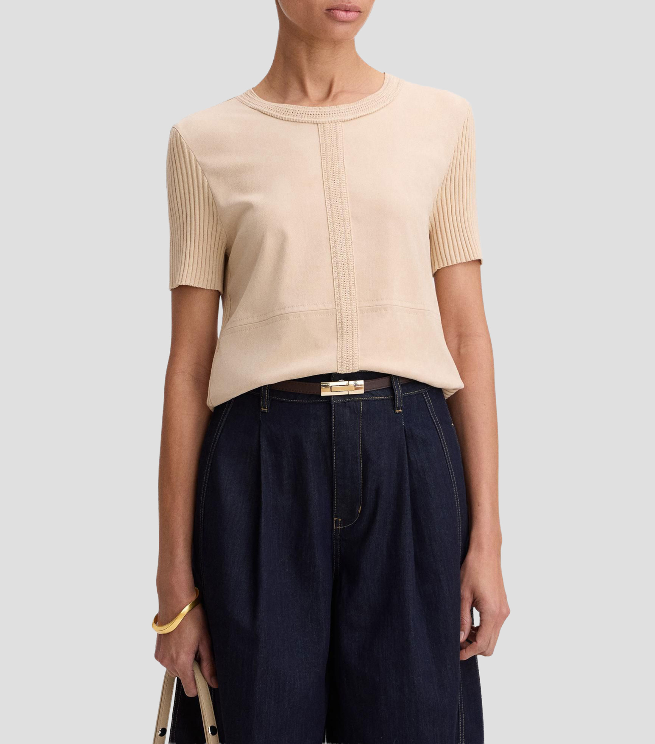 Top liso manga corta Mujer