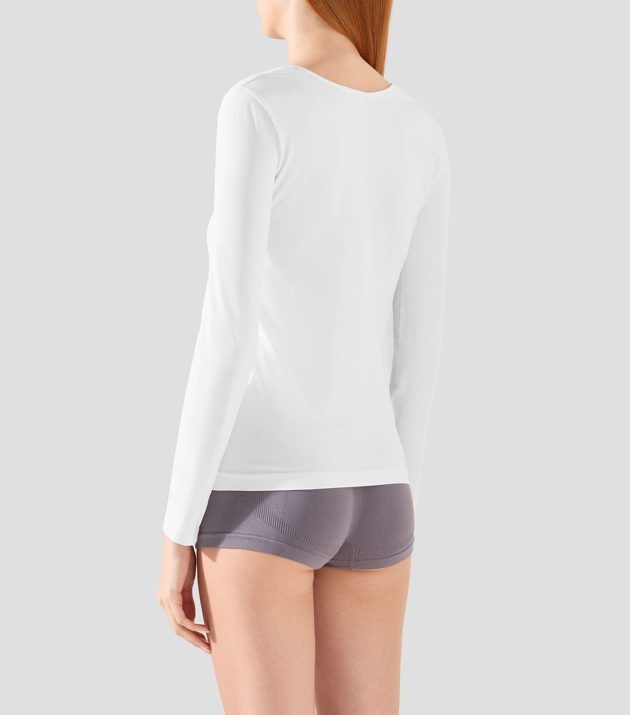 Playera cuello redondo manga larga lisa Mujer