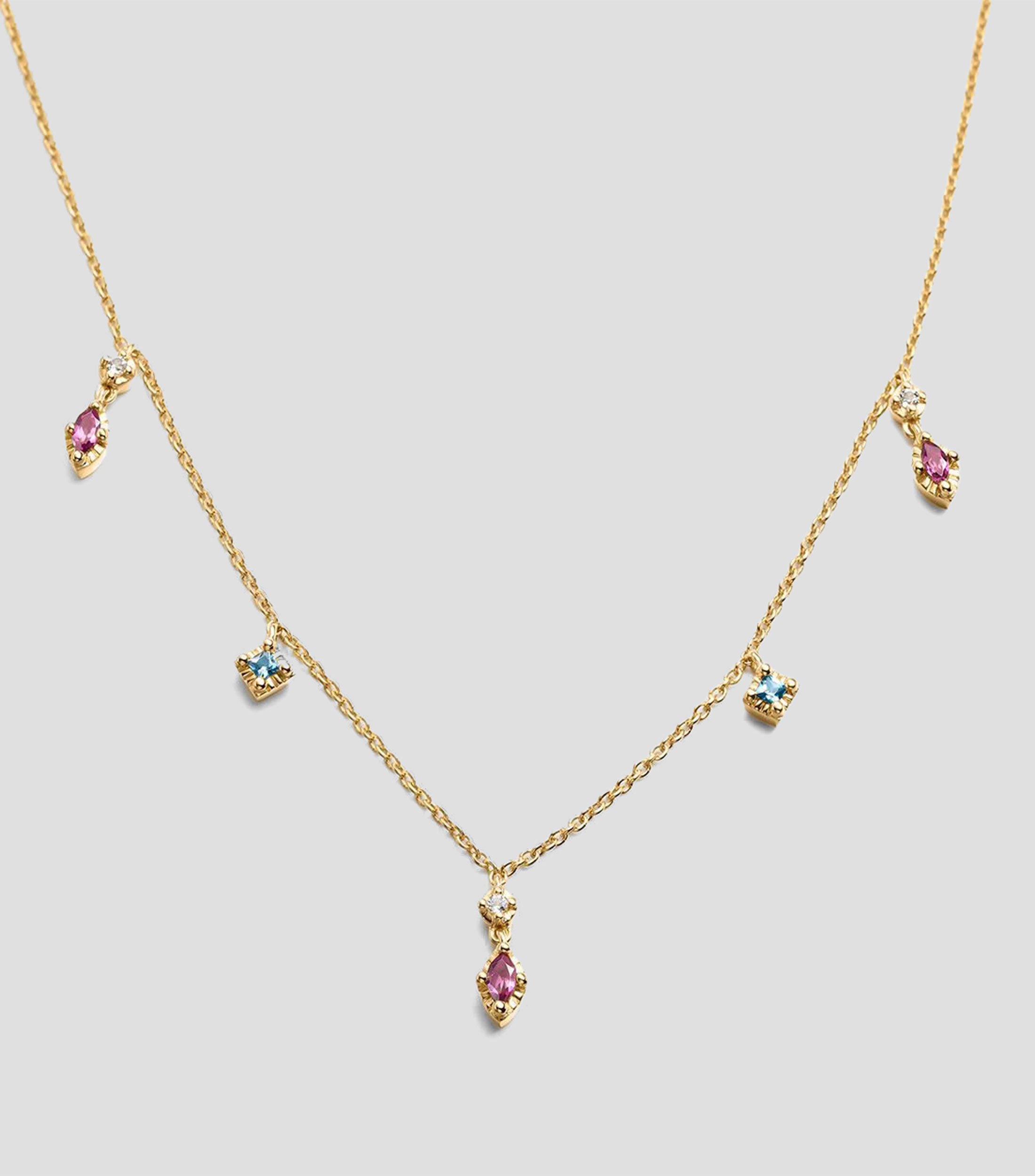 Collar en plata .925 con rodolitas y topacios Mujer