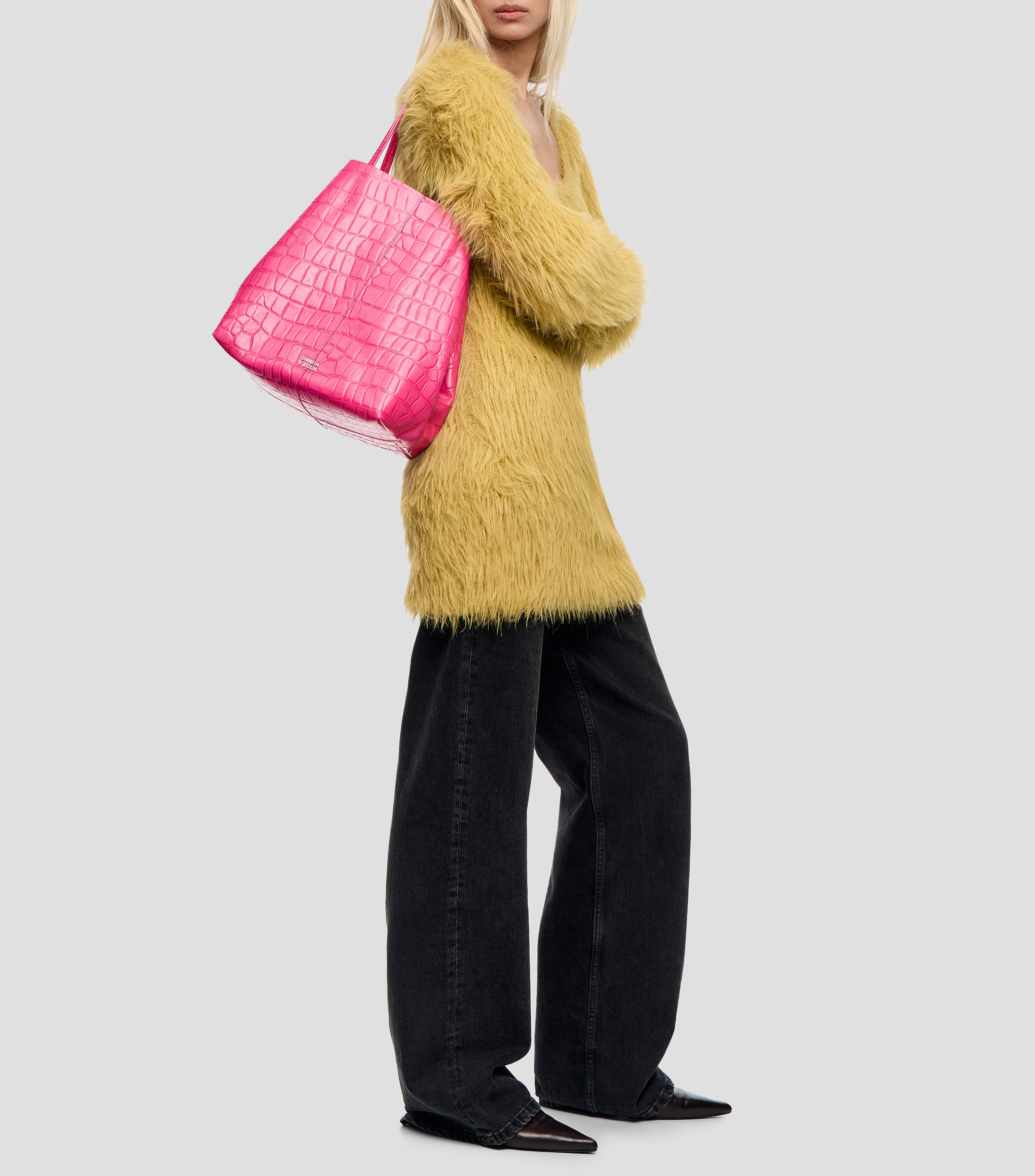 Bolsa tote grande piel fucsia Mujer
