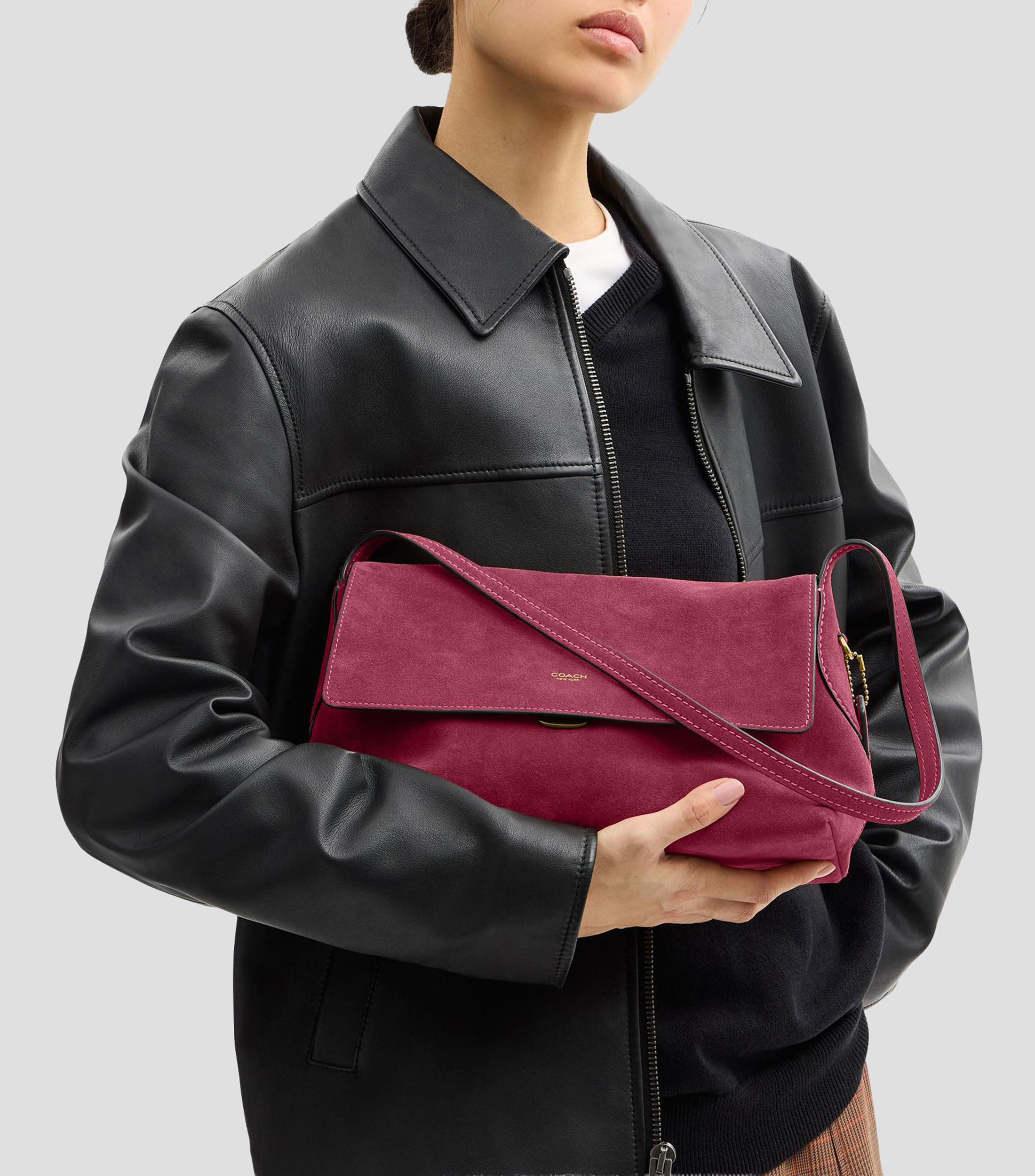 Bolsa Shoulder en suede Chelsea 30 liso Mujer