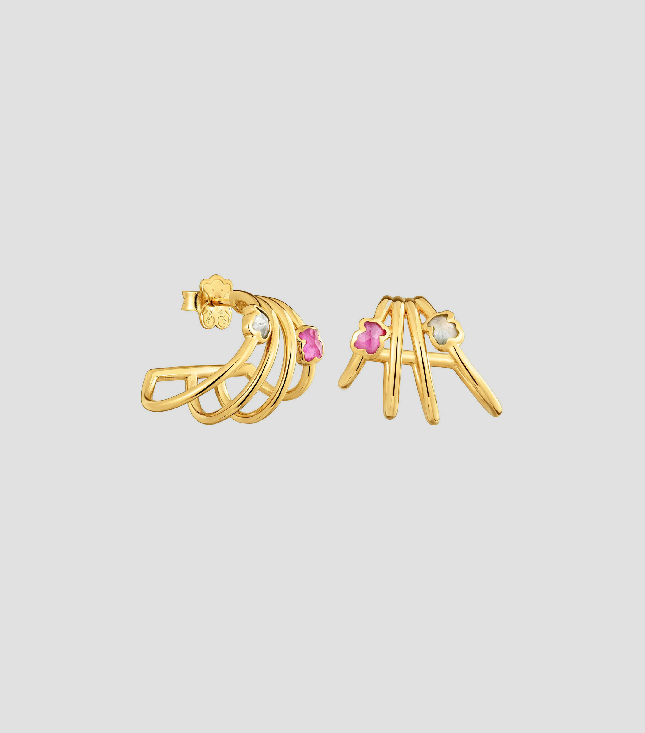 Aretes de aro con osos Mujer