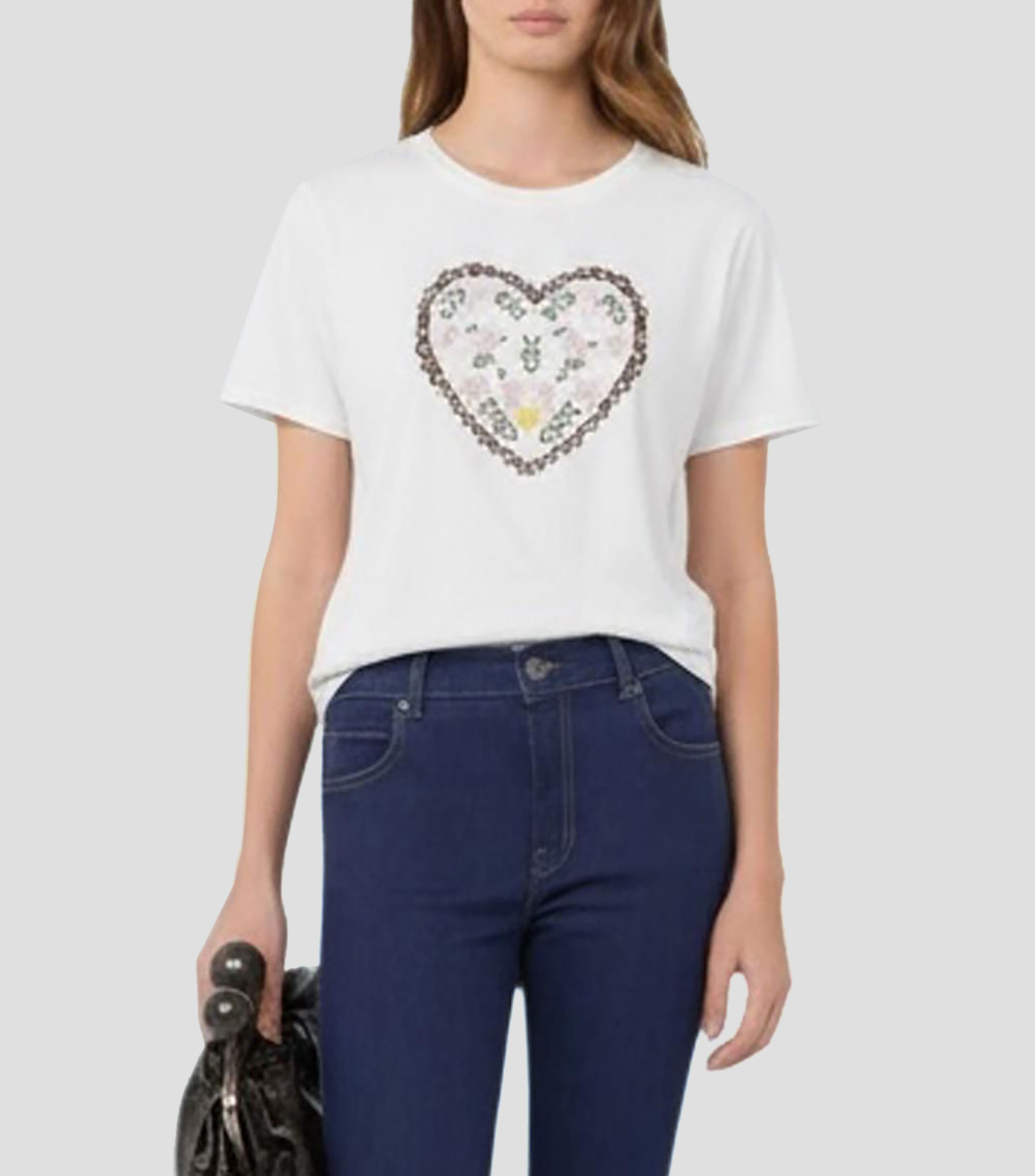 Playera de cuello redondo manga corta estampada Mujer