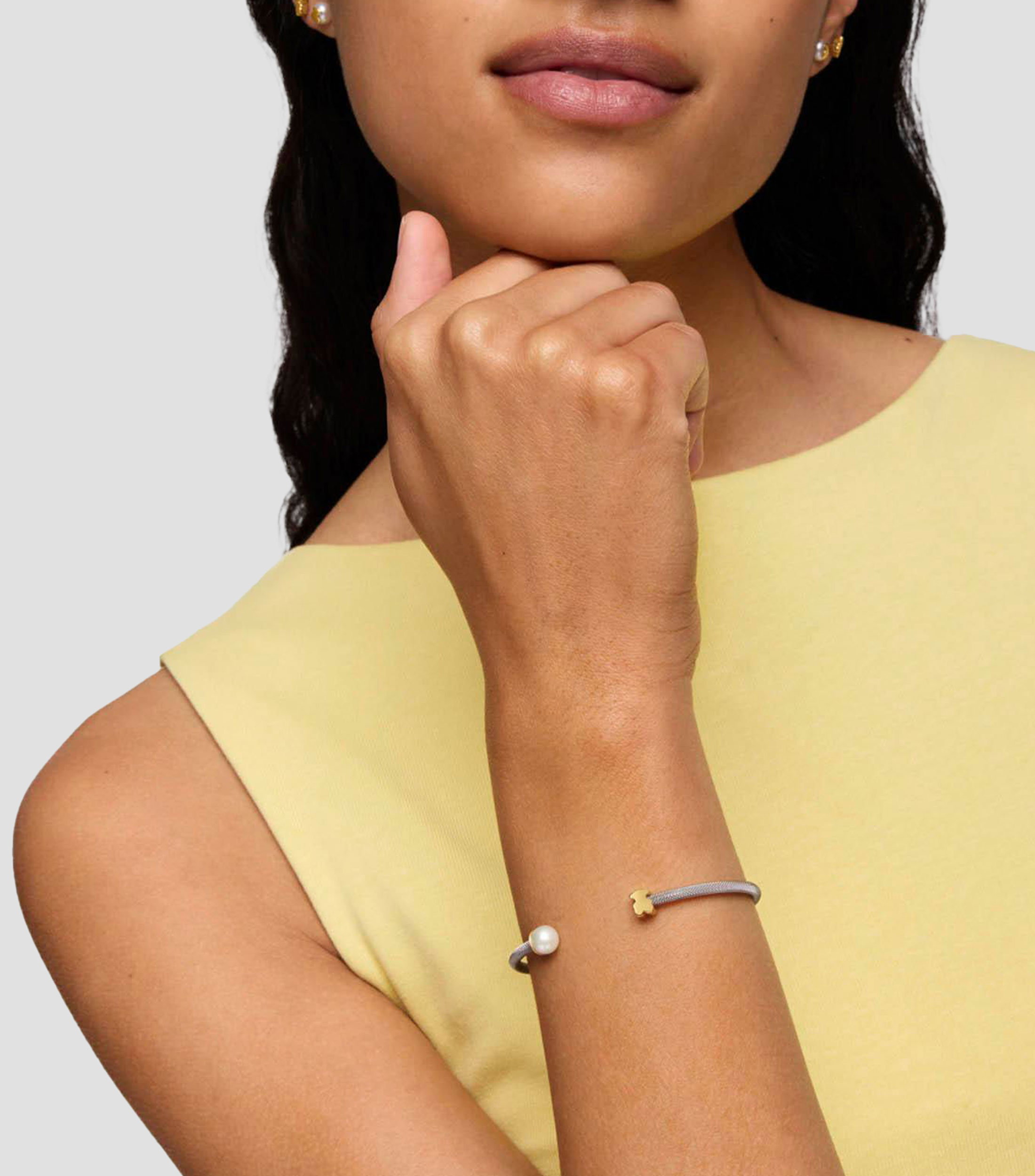 Pulsera esclava Oso y Perla Icon Mesh Mujer