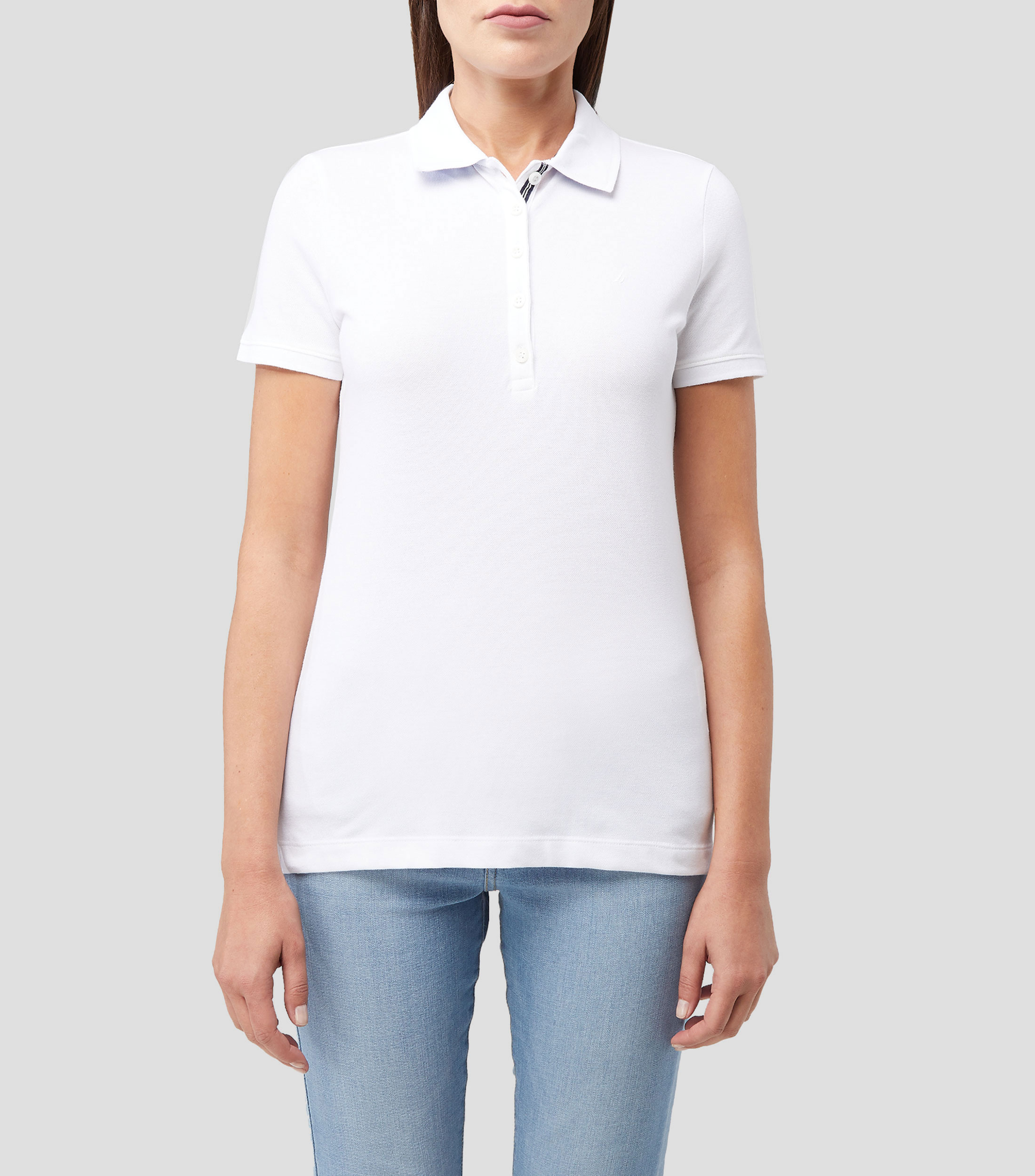 Playera tipo polo de manga corta lisa Mujer