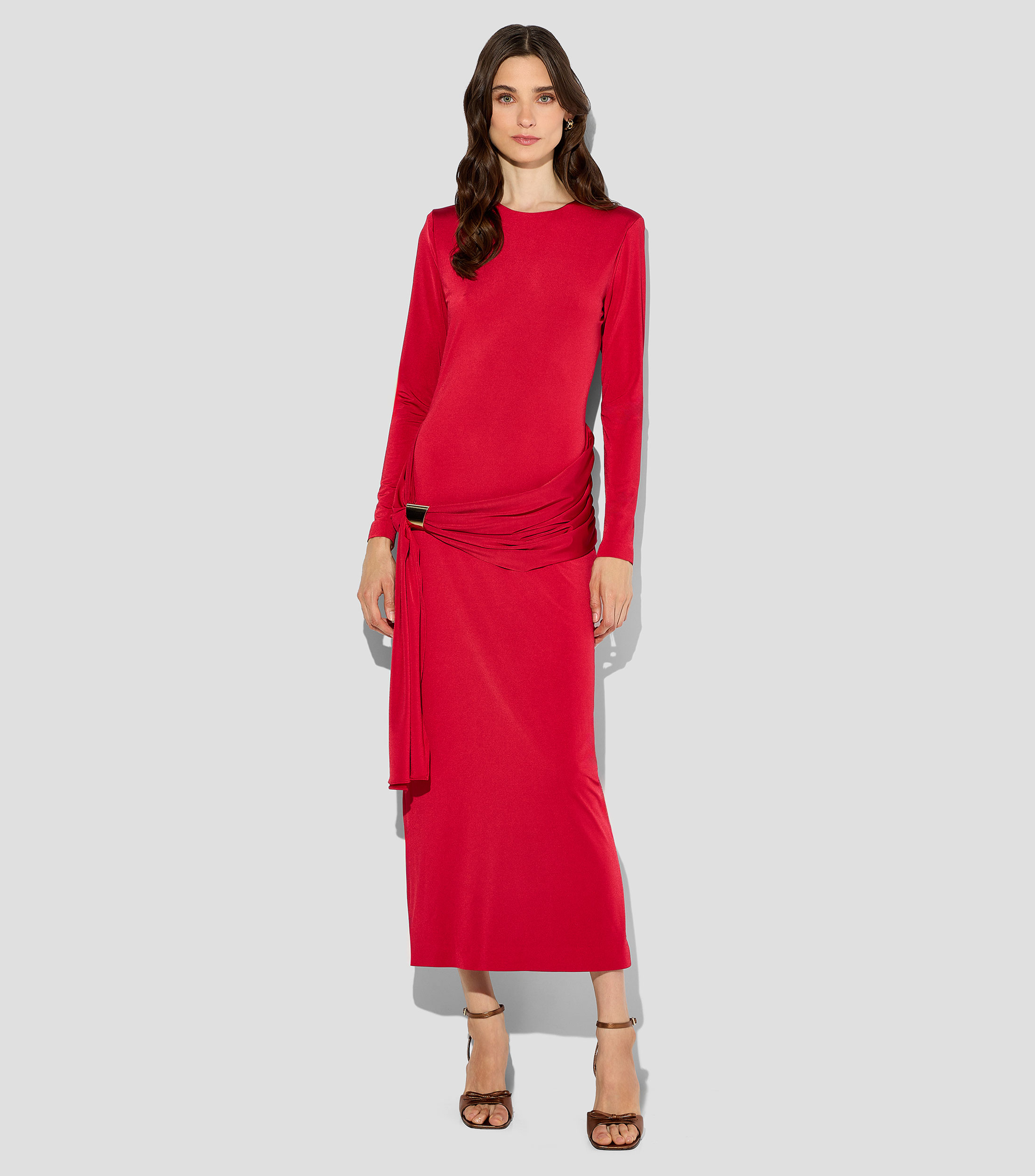 Vestido largo manga larga liso Mujer