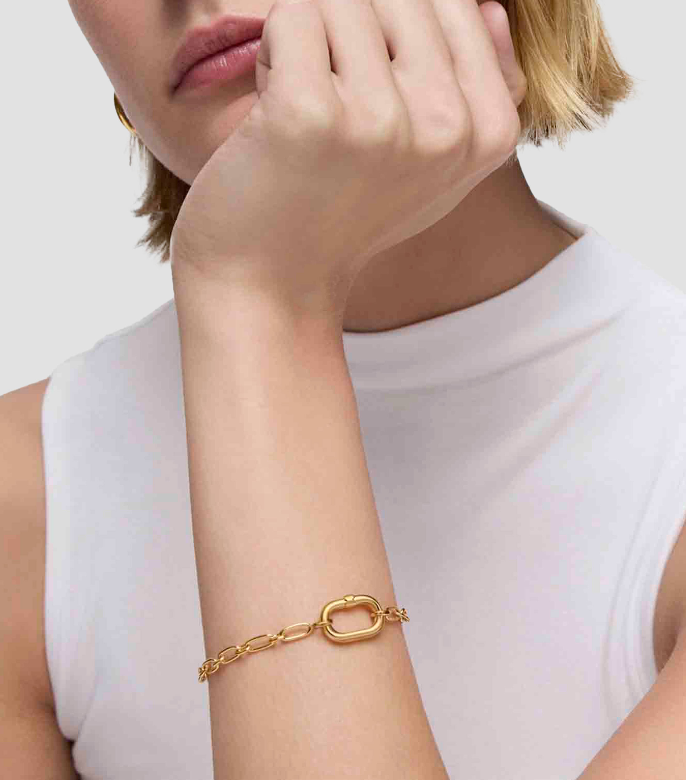 Pulsera en plata Hold Oval Unisex