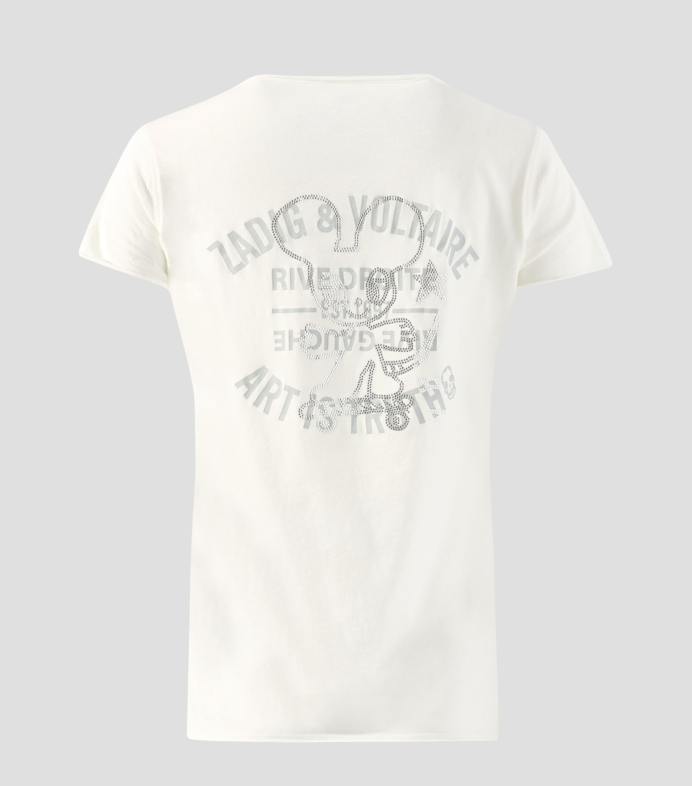 Playera cuello V manga corta con estampado Mujer