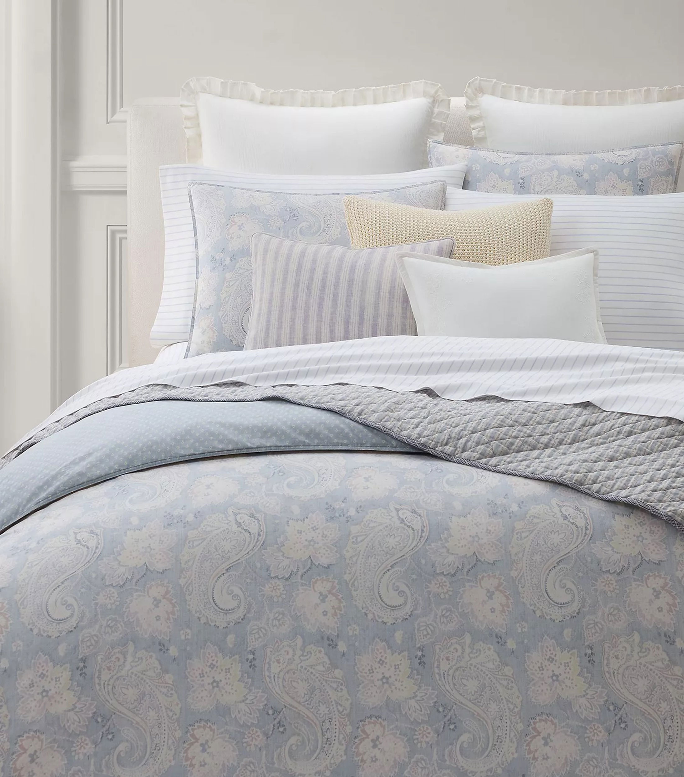 Set de funda para duvet matrimonial/queen size en algodón Leigh azul