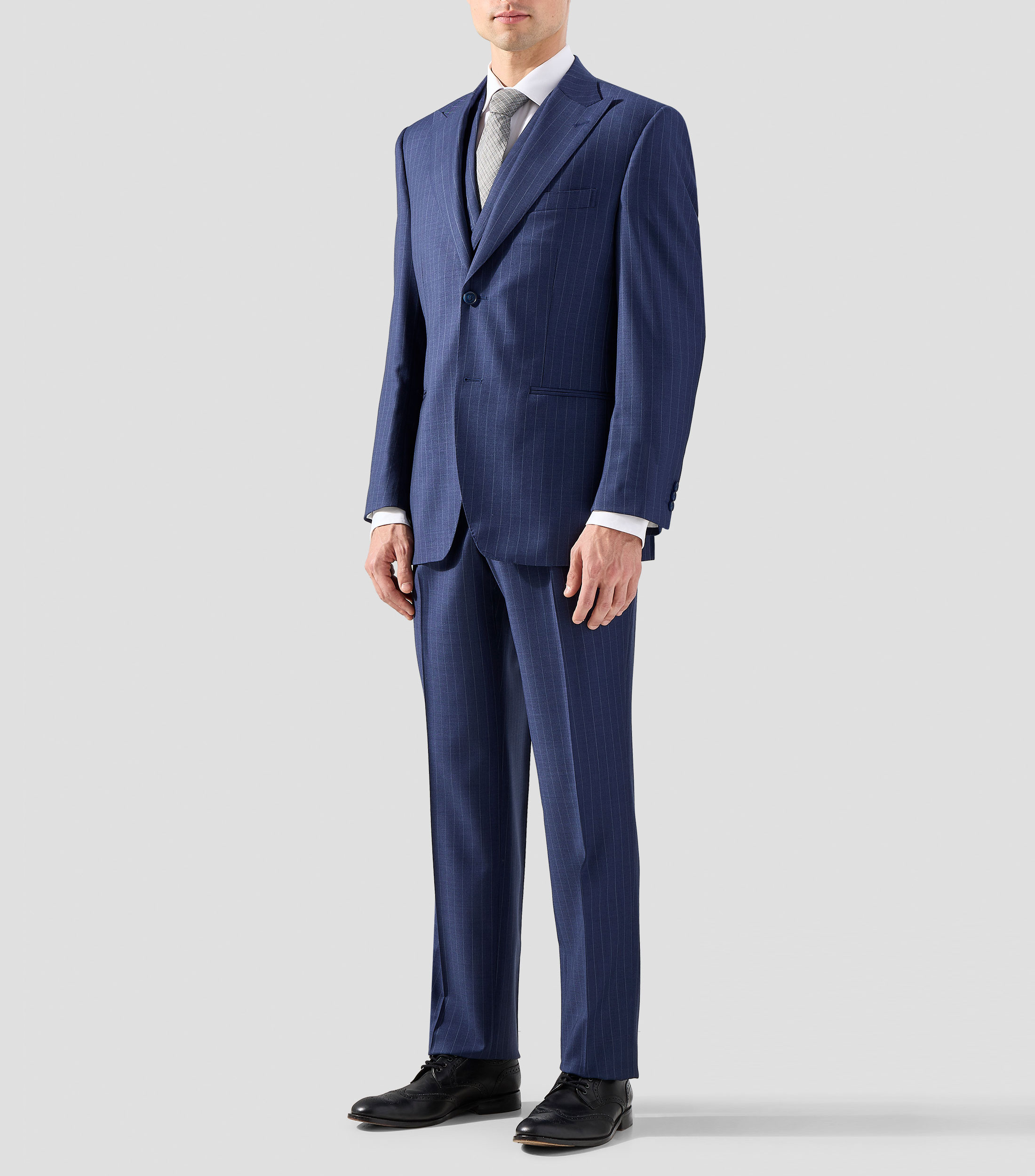Traje 100% lana de corte slim con diseño de líneas Hombre